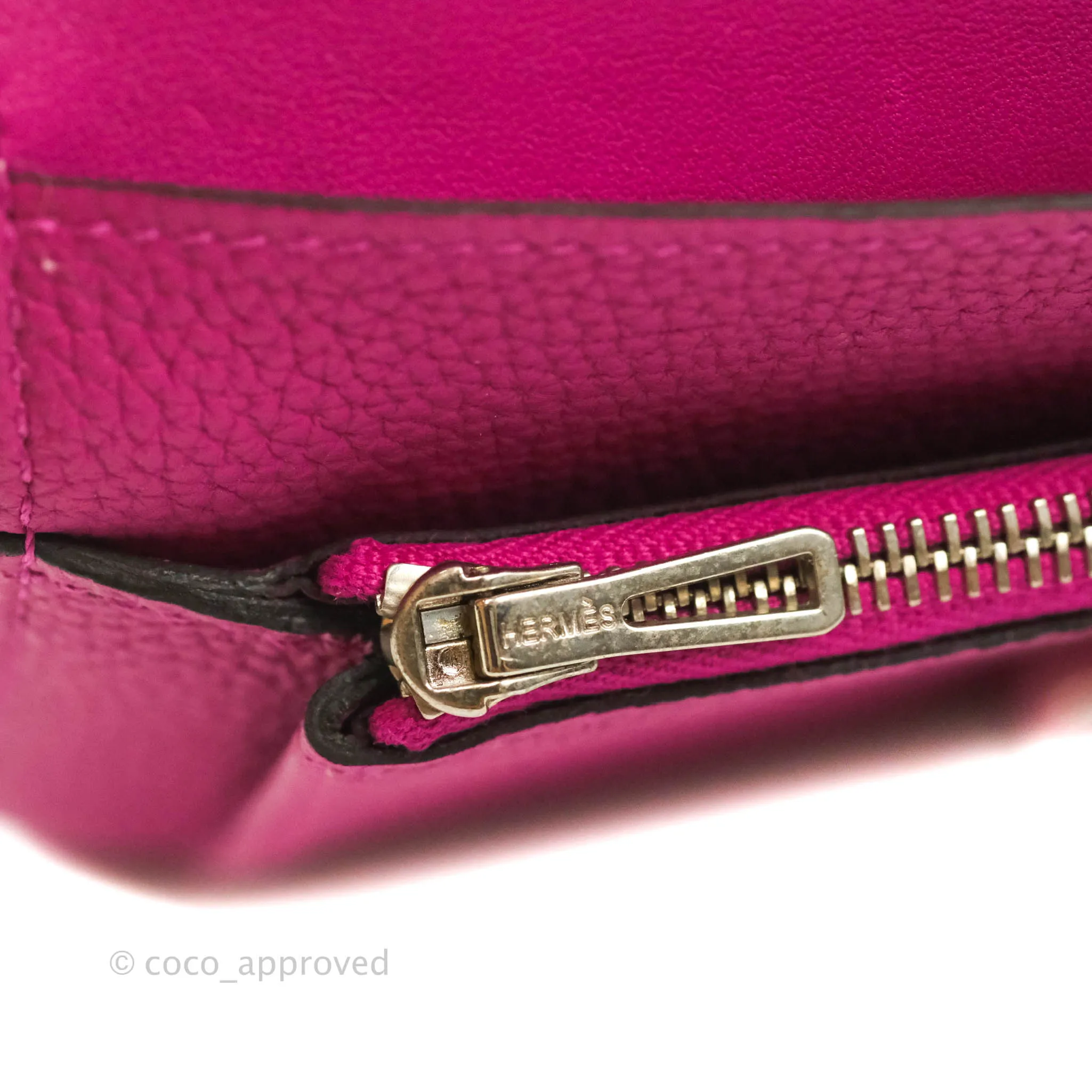 Hermes Dogon Compact wallet Rose Pourpre Silver Hardware
