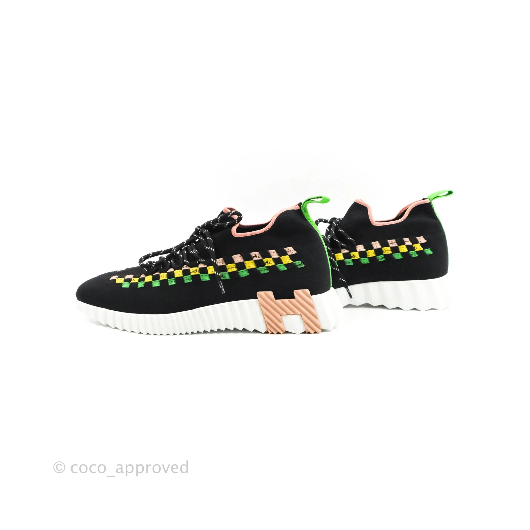 Hermes Flex Maille Bolduc Sneakers Multicolore Noir Size 39