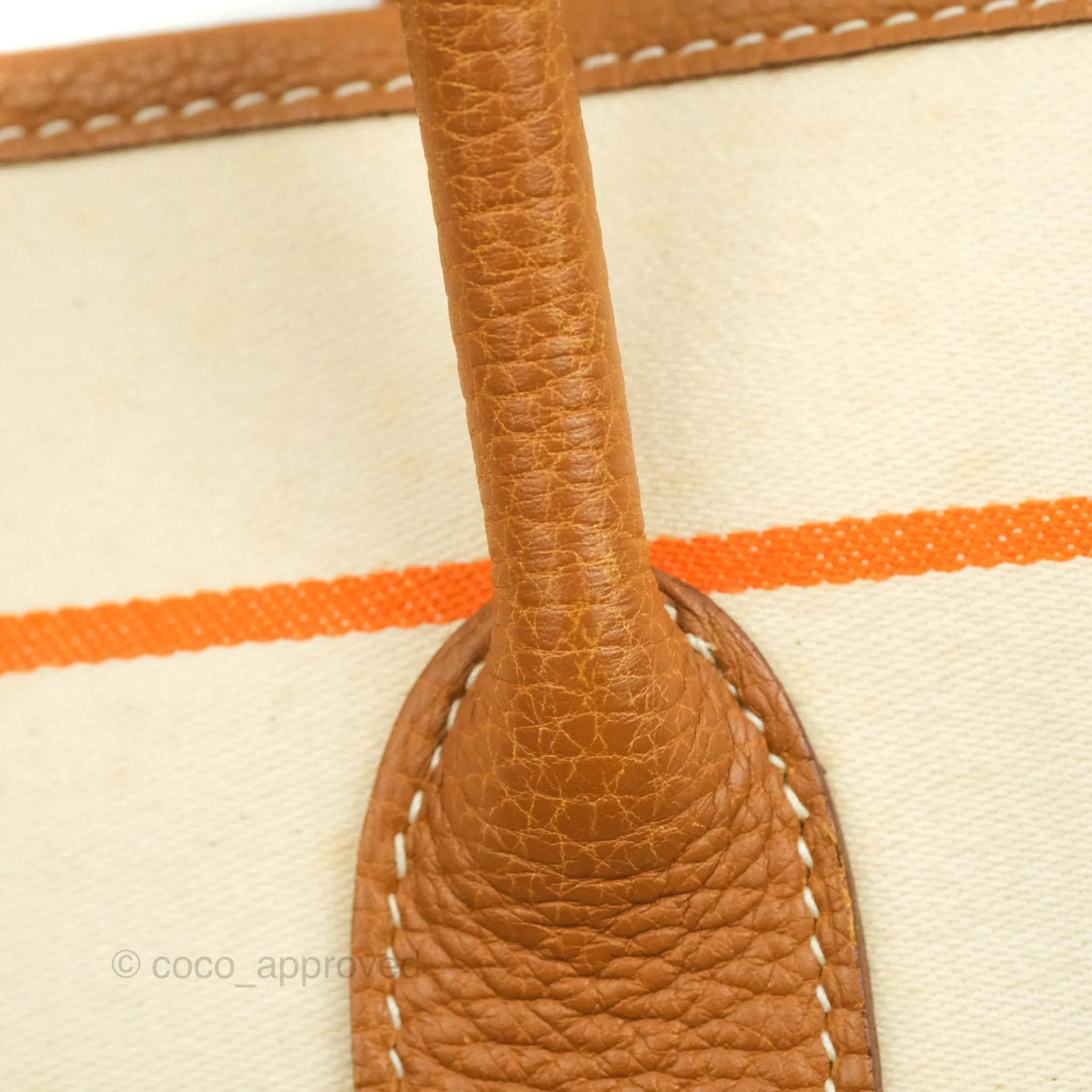 Hermes Garden Party 36 Fabric & Tan Clemence