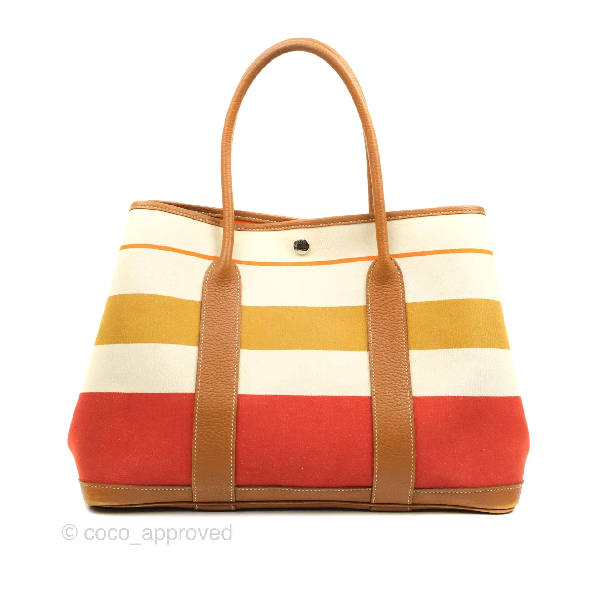 Hermes Garden Party 36 Fabric & Tan Clemence