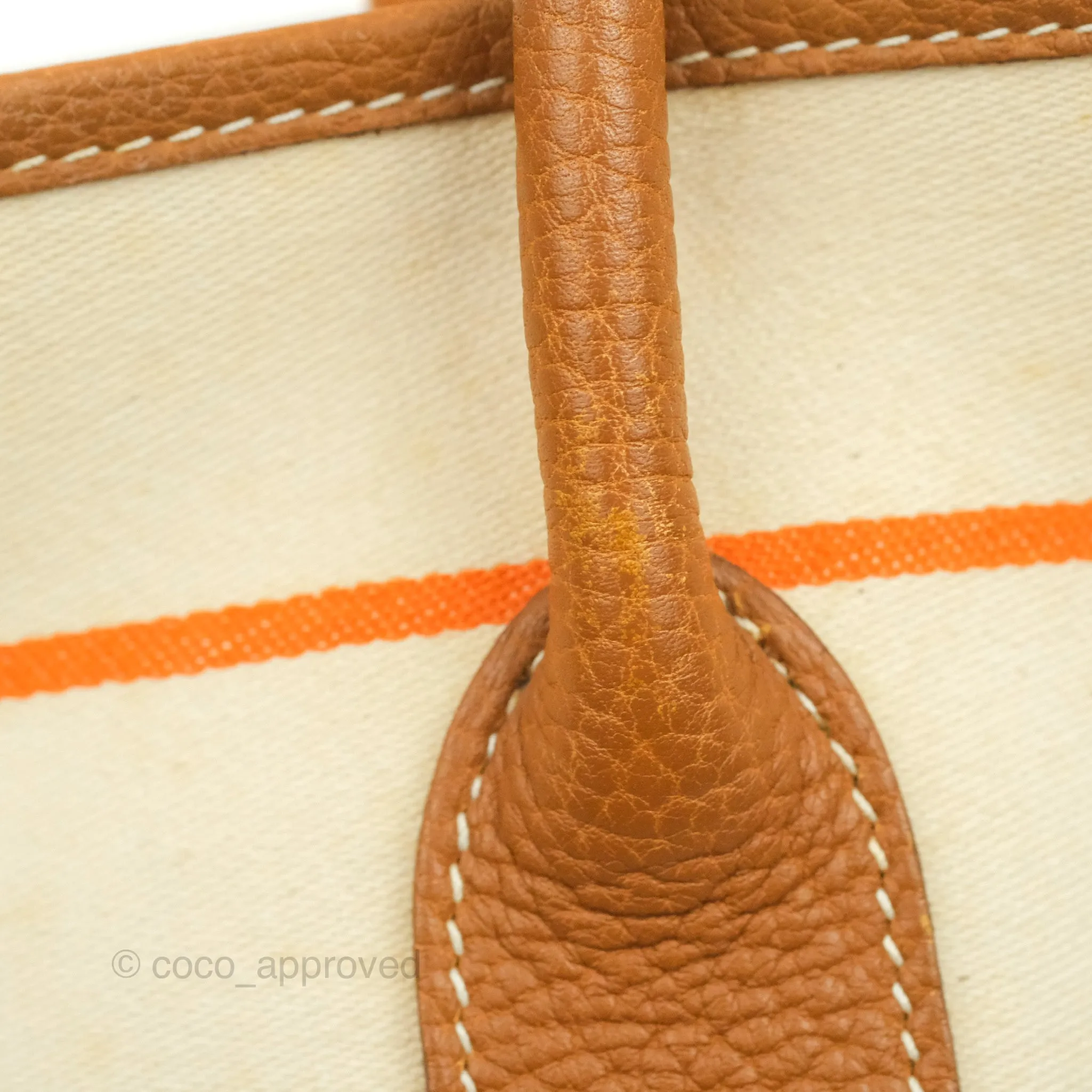 Hermes Garden Party 36 Fabric & Tan Clemence