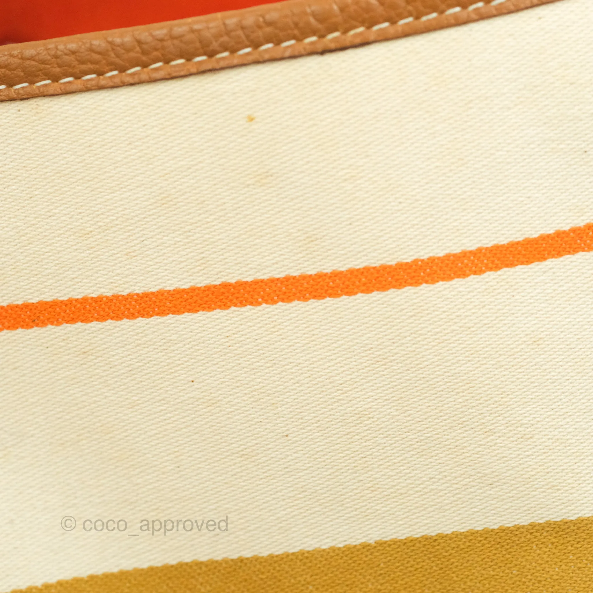 Hermes Garden Party 36 Fabric & Tan Clemence