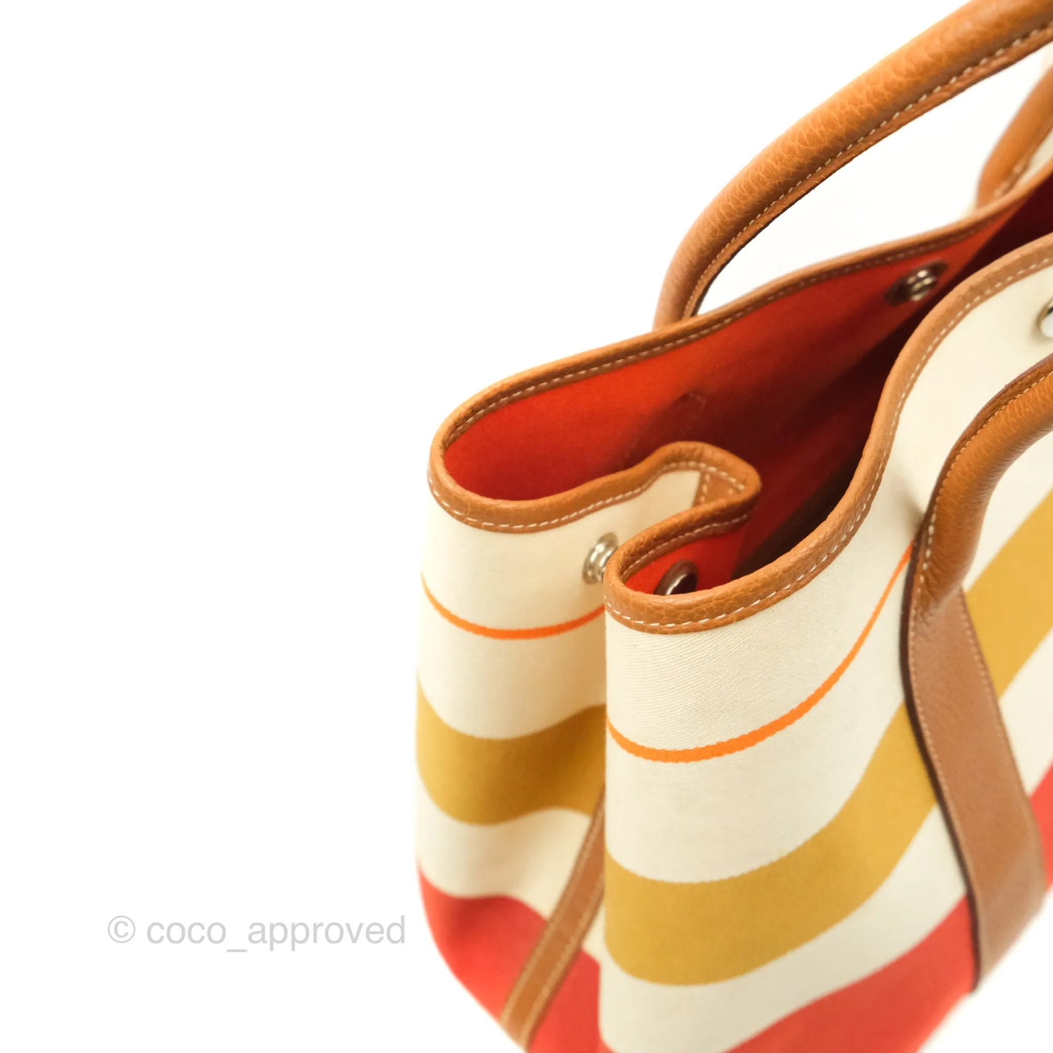 Hermes Garden Party 36 Fabric & Tan Clemence