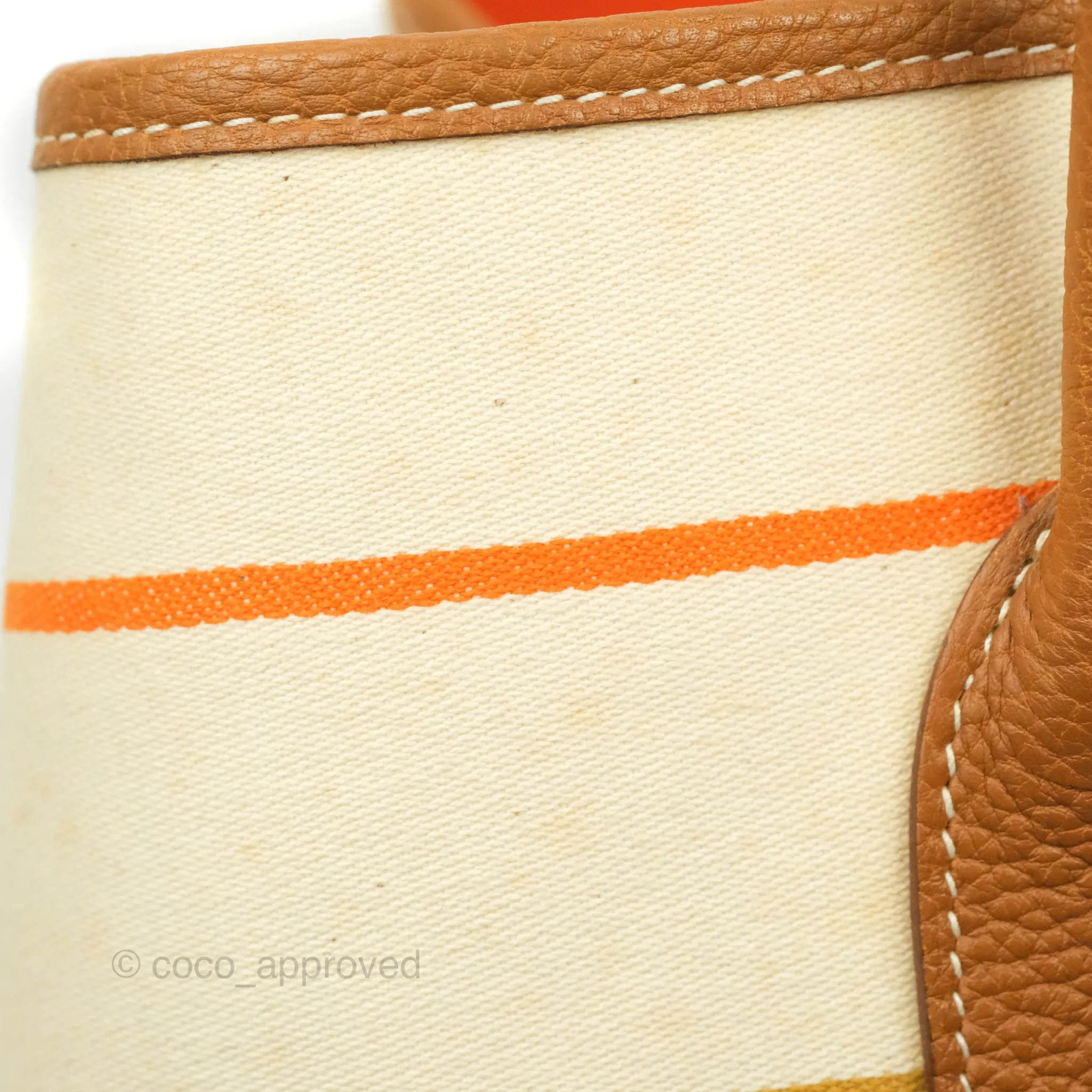 Hermes Garden Party 36 Fabric & Tan Clemence