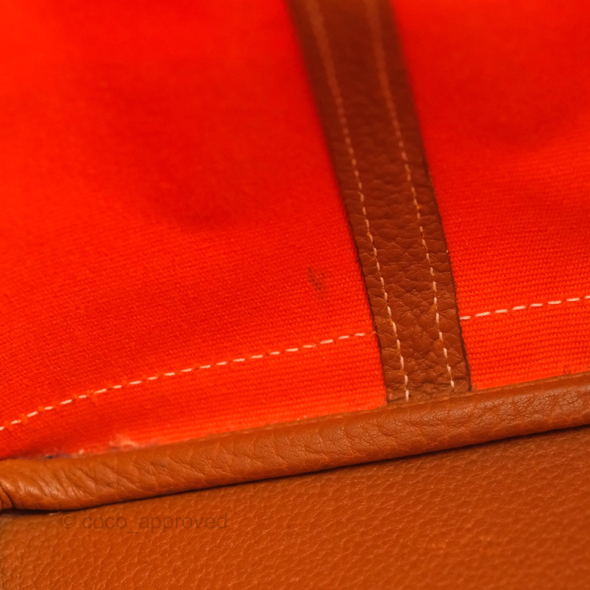 Hermes Garden Party 36 Fabric & Tan Clemence