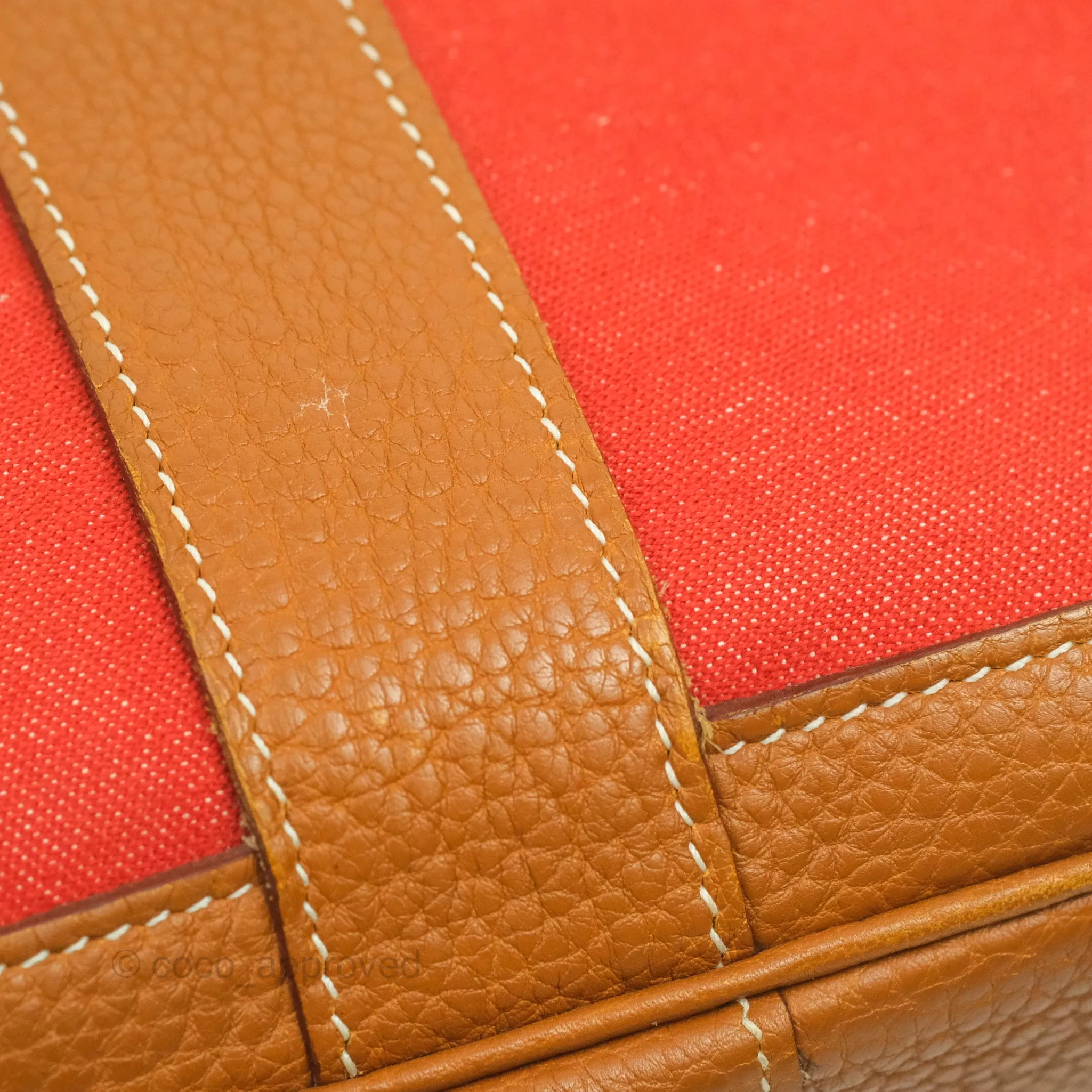 Hermes Garden Party 36 Fabric & Tan Clemence