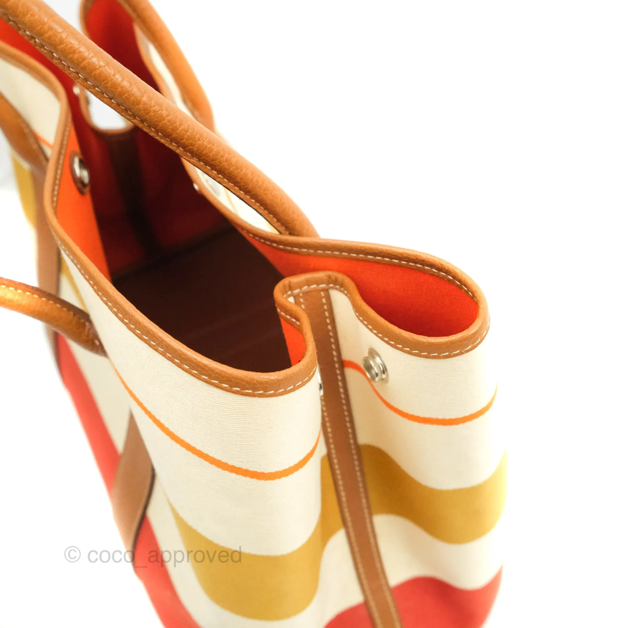 Hermes Garden Party 36 Fabric & Tan Clemence