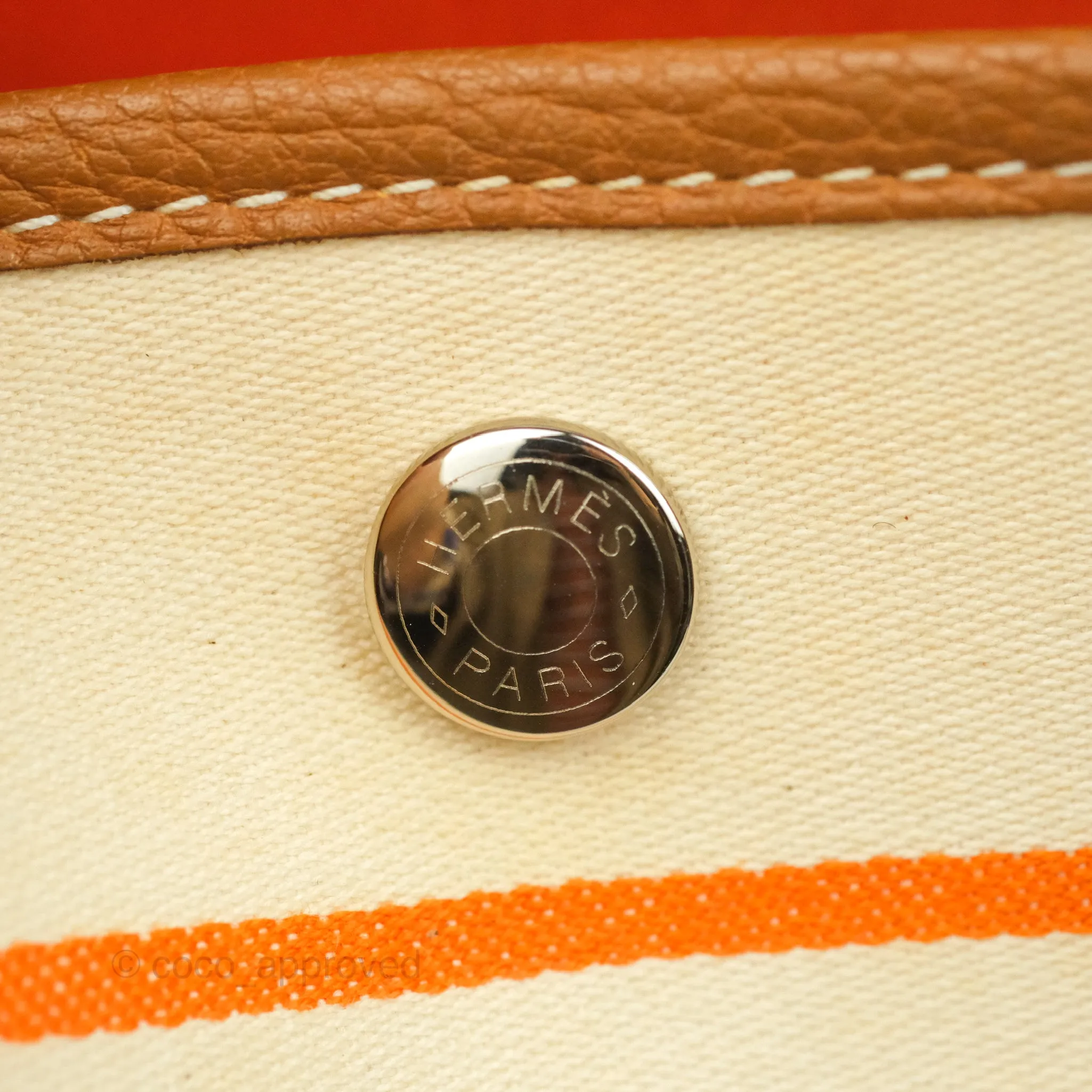 Hermes Garden Party 36 Fabric & Tan Clemence