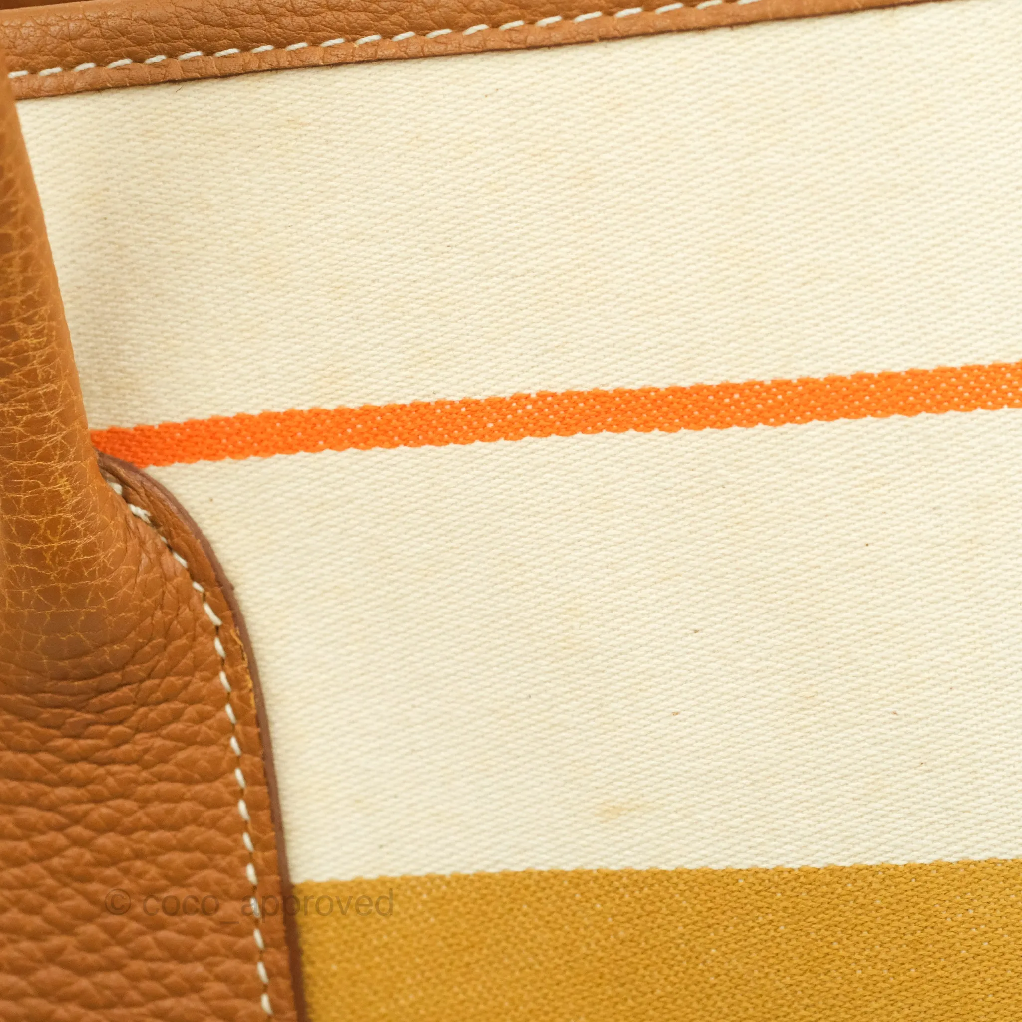 Hermes Garden Party 36 Fabric & Tan Clemence