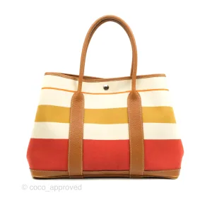 Hermes Garden Party 36 Fabric & Tan Clemence