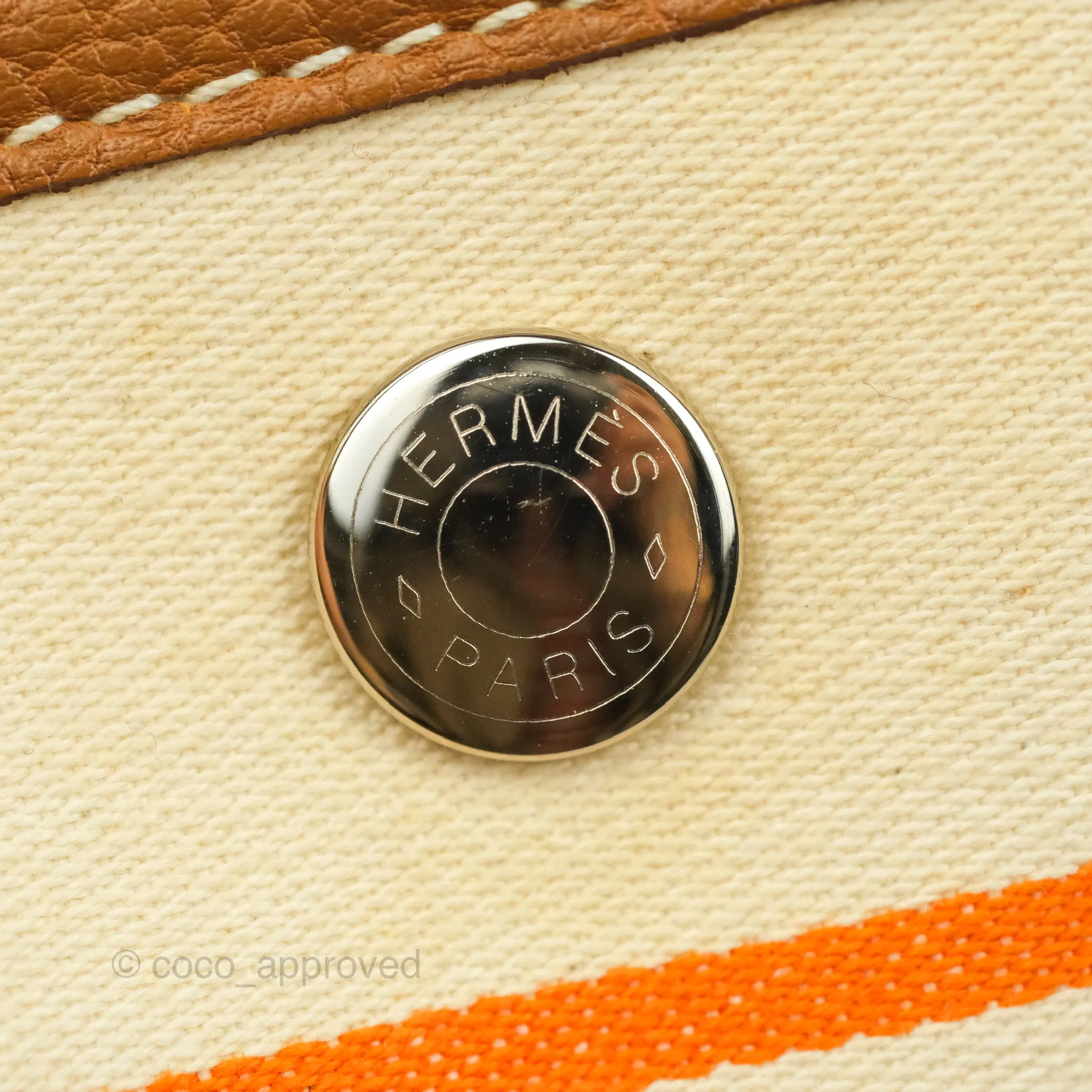 Hermes Garden Party 36 Fabric & Tan Clemence