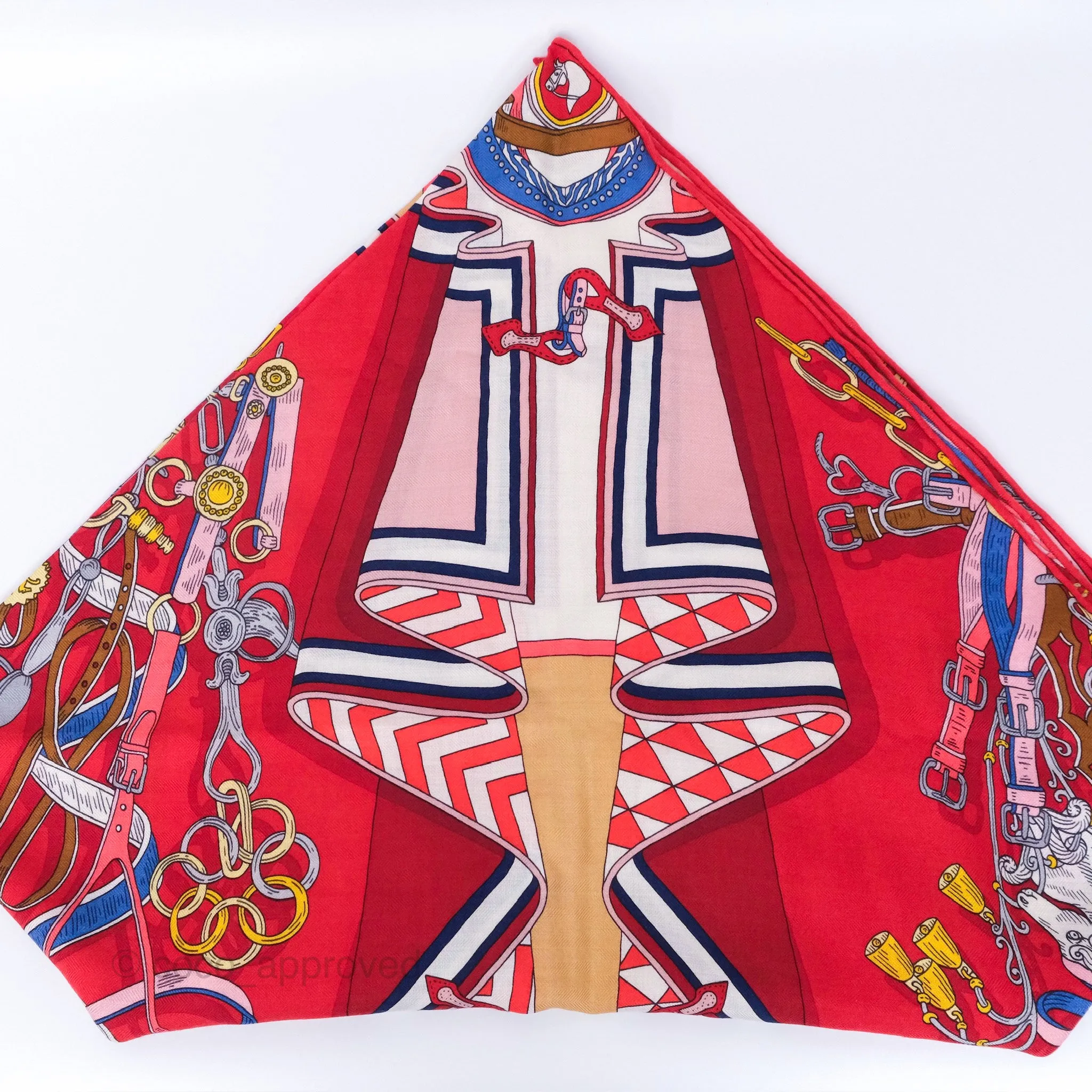 Hermes Giant Triangle Scarf Cashmere Silk Red