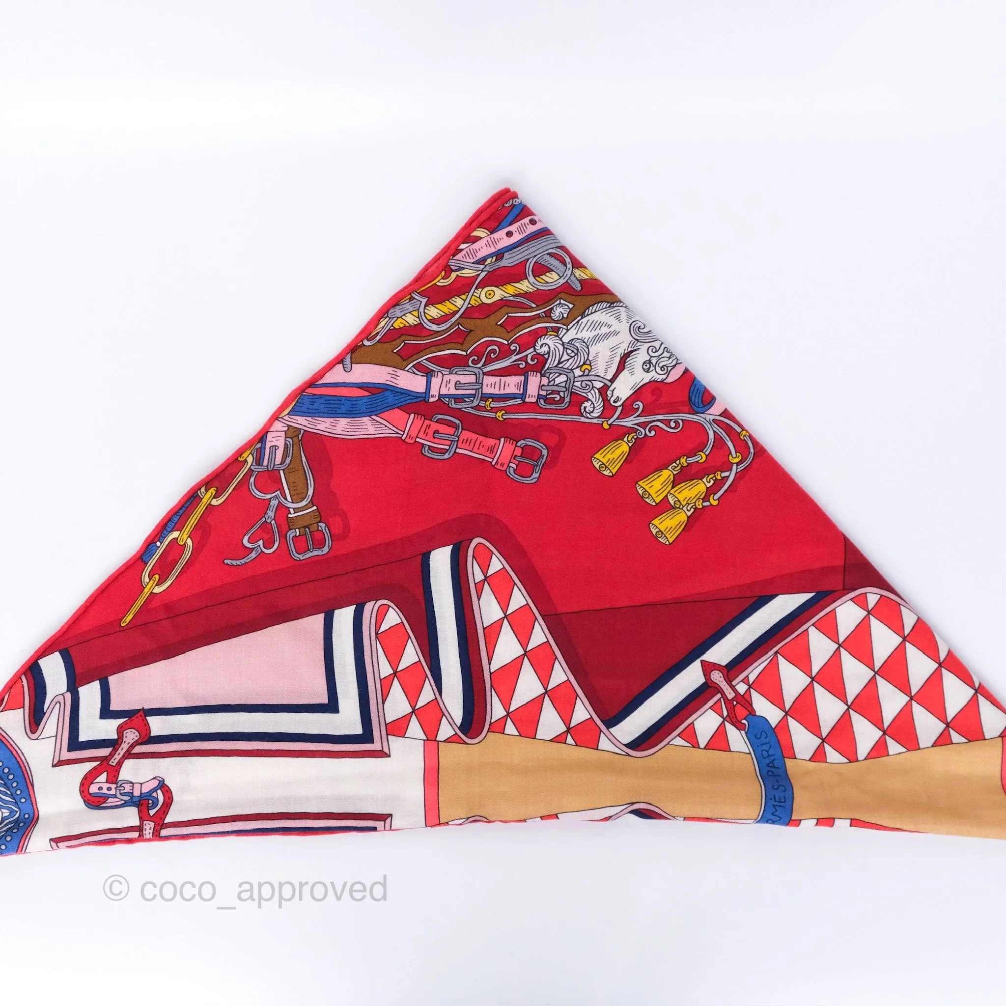 Hermes Giant Triangle Scarf Cashmere Silk Red