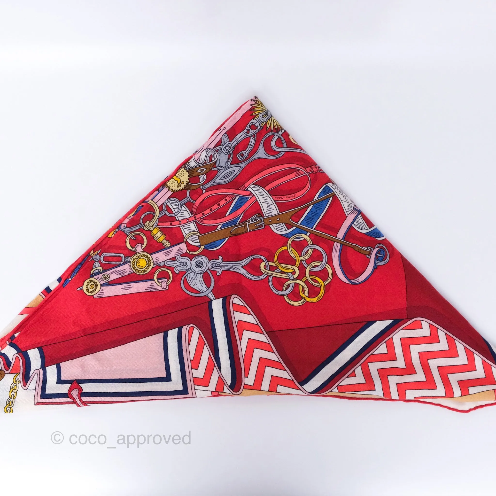 Hermes Giant Triangle Scarf Cashmere Silk Red