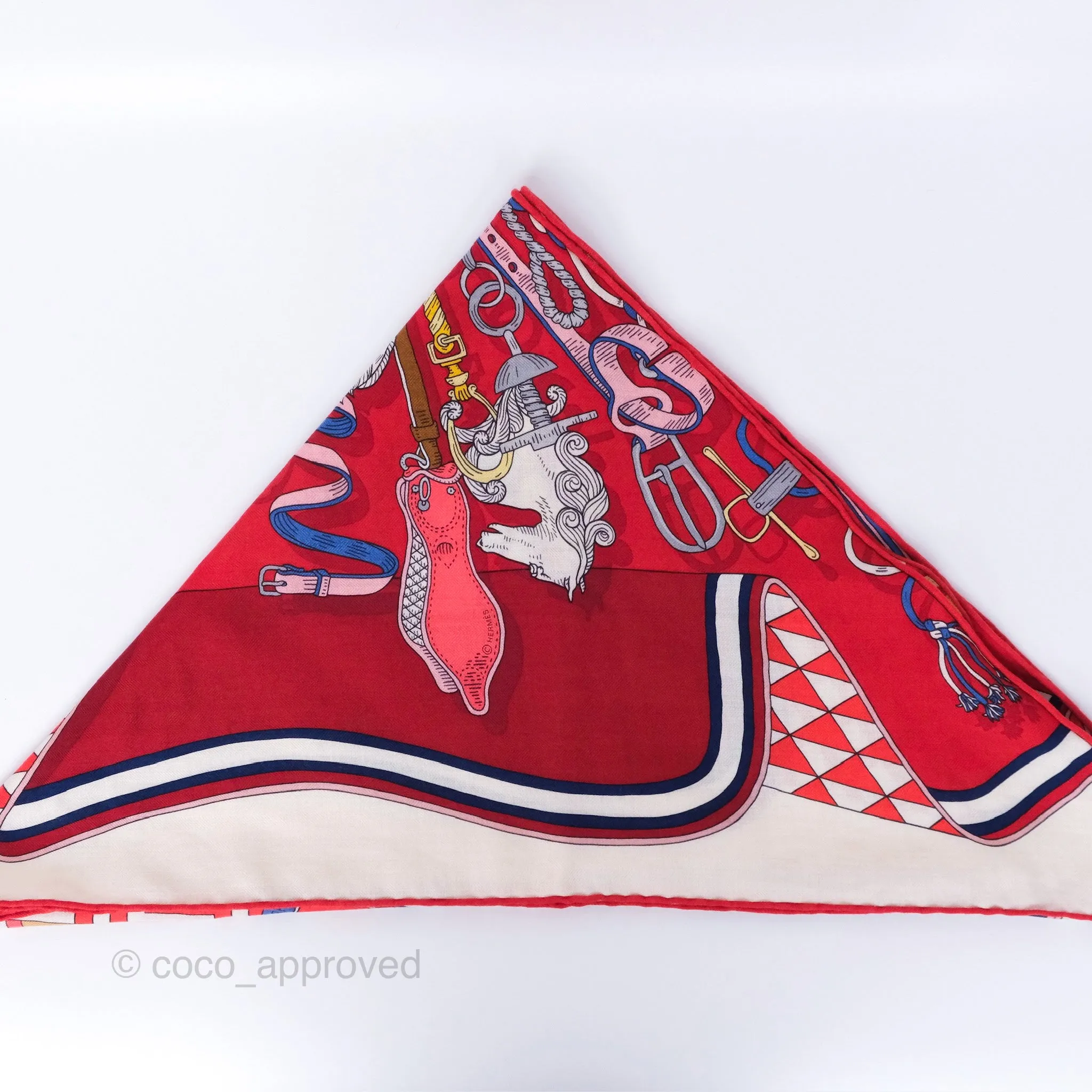 Hermes Giant Triangle Scarf Cashmere Silk Red