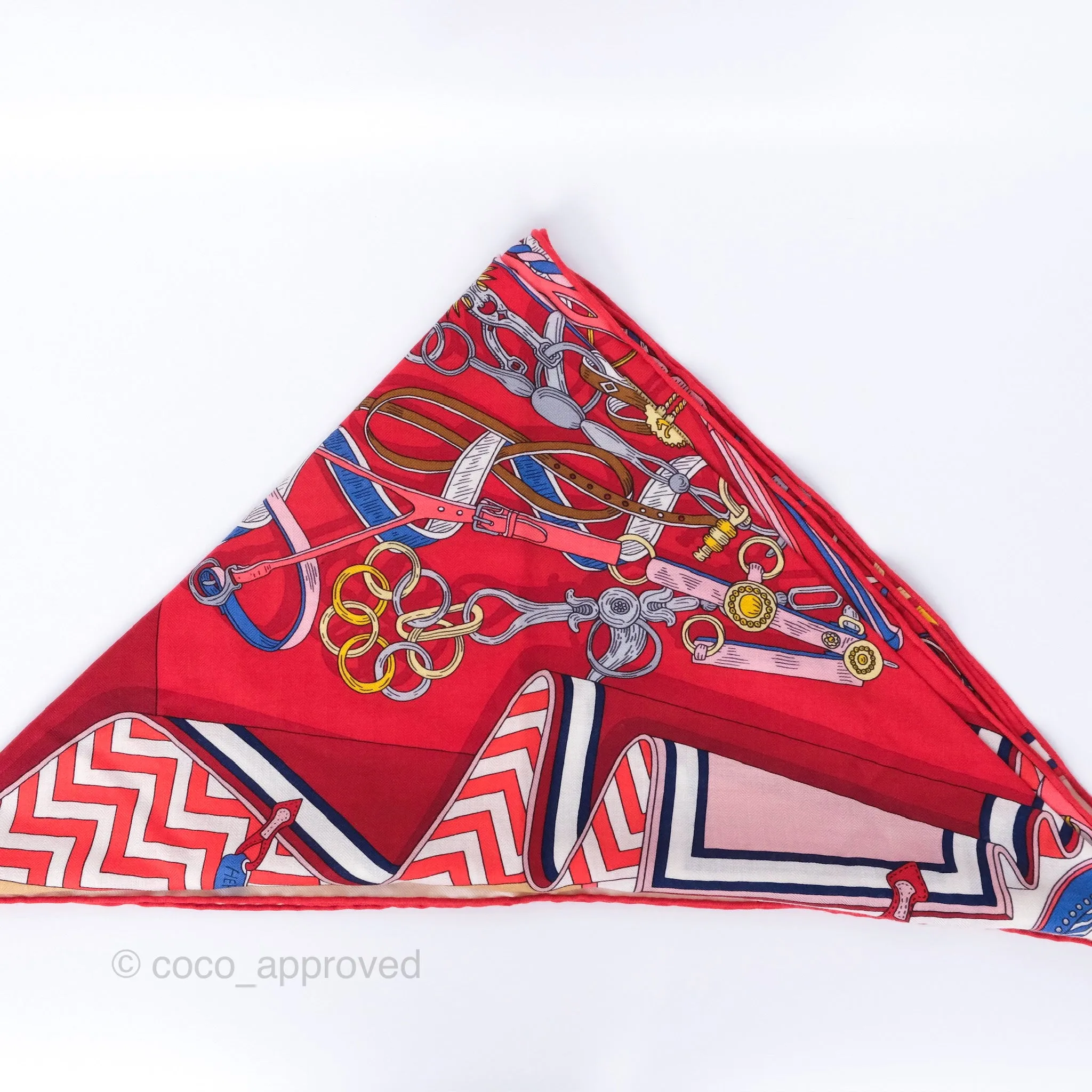 Hermes Giant Triangle Scarf Cashmere Silk Red
