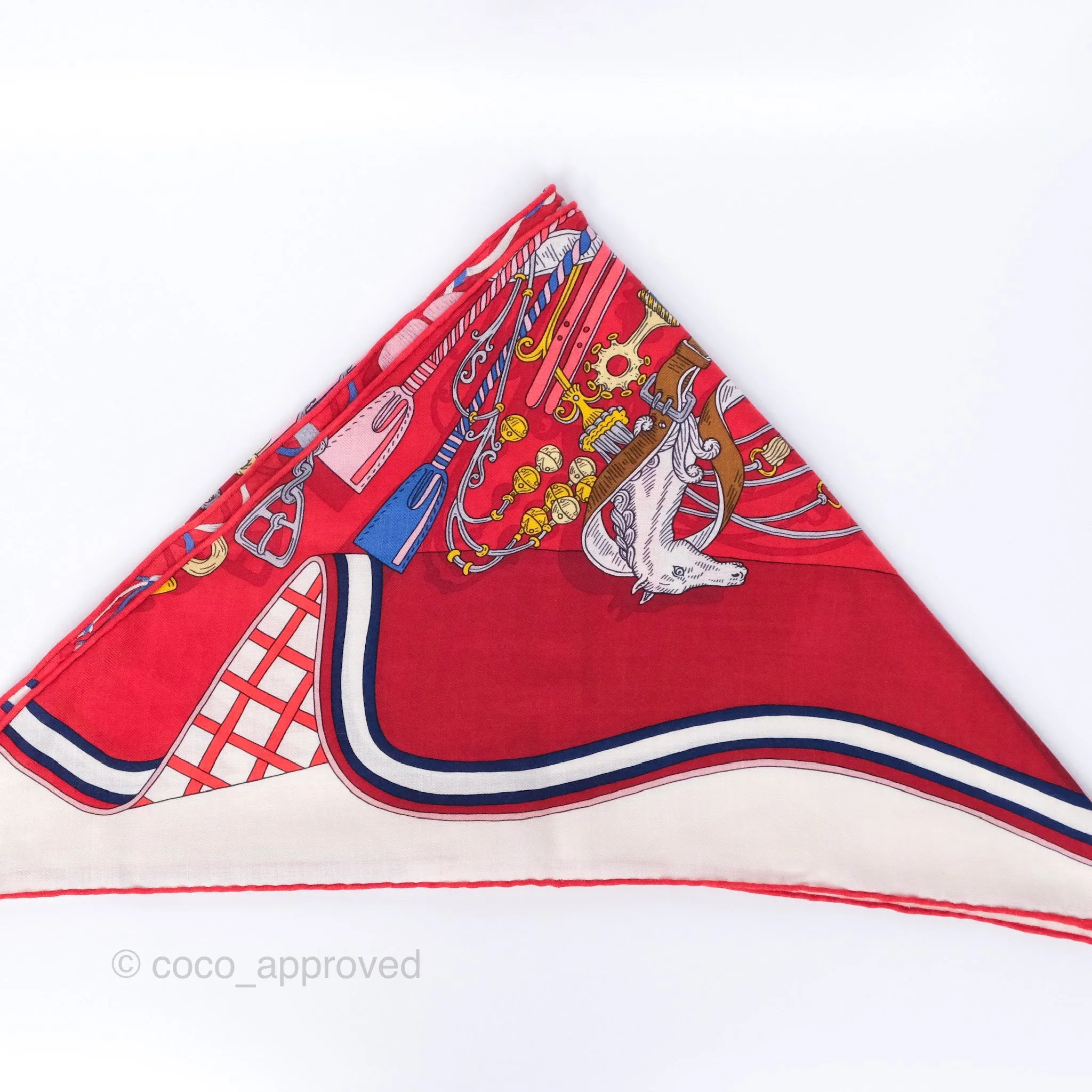 Hermes Giant Triangle Scarf Cashmere Silk Red