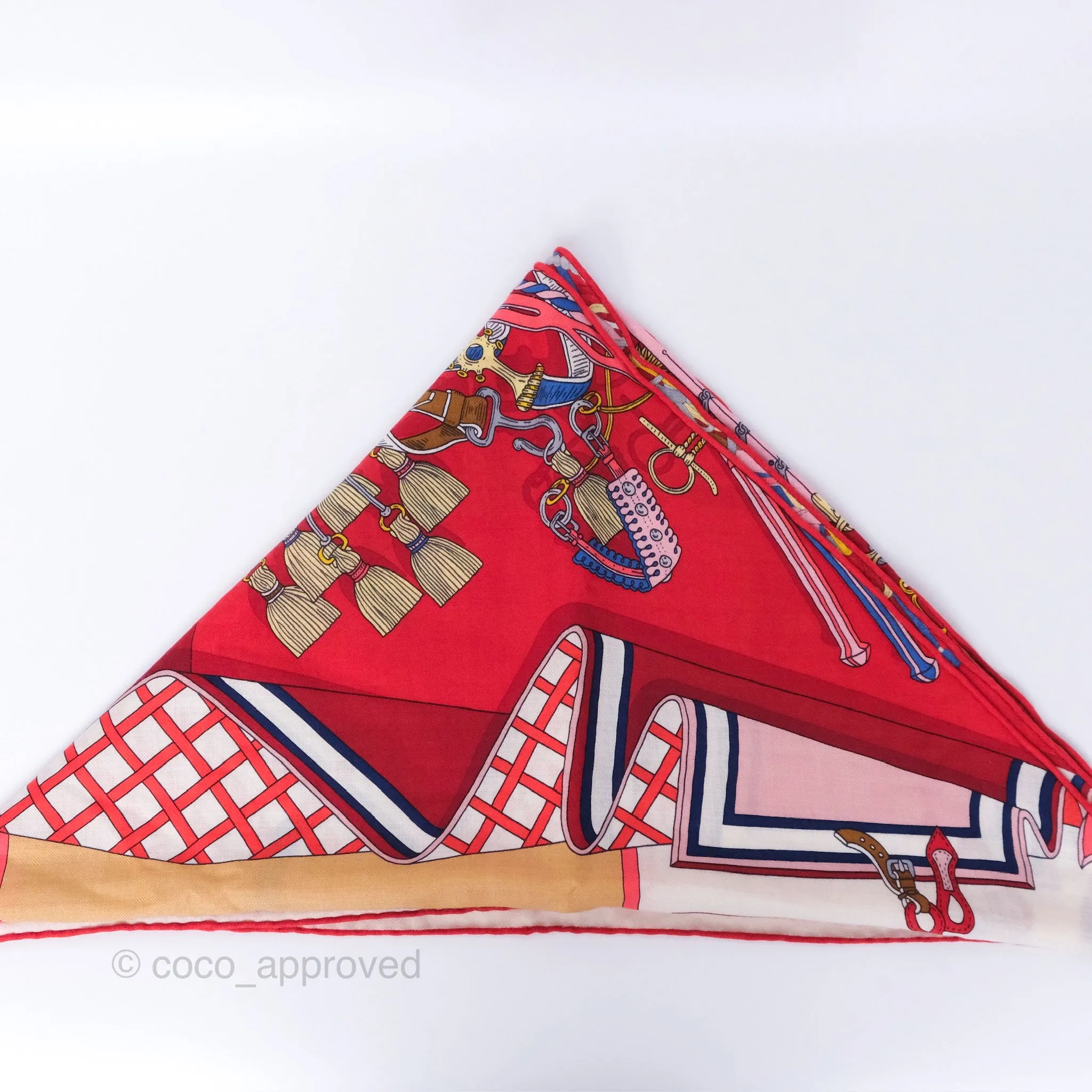 Hermes Giant Triangle Scarf Cashmere Silk Red