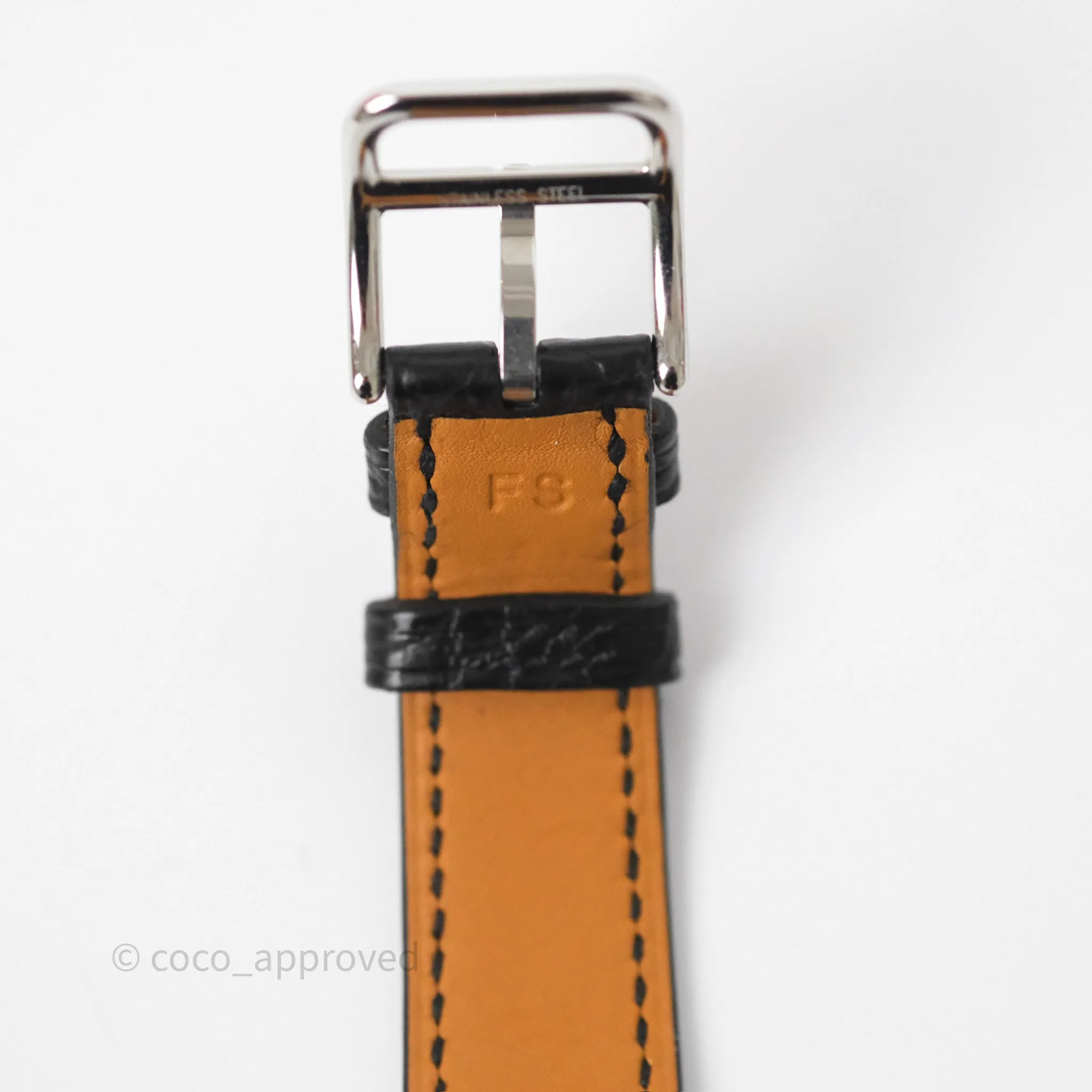 Hermes Heure H Double Jeu Watch Small Model 25mm Black Croc Strap