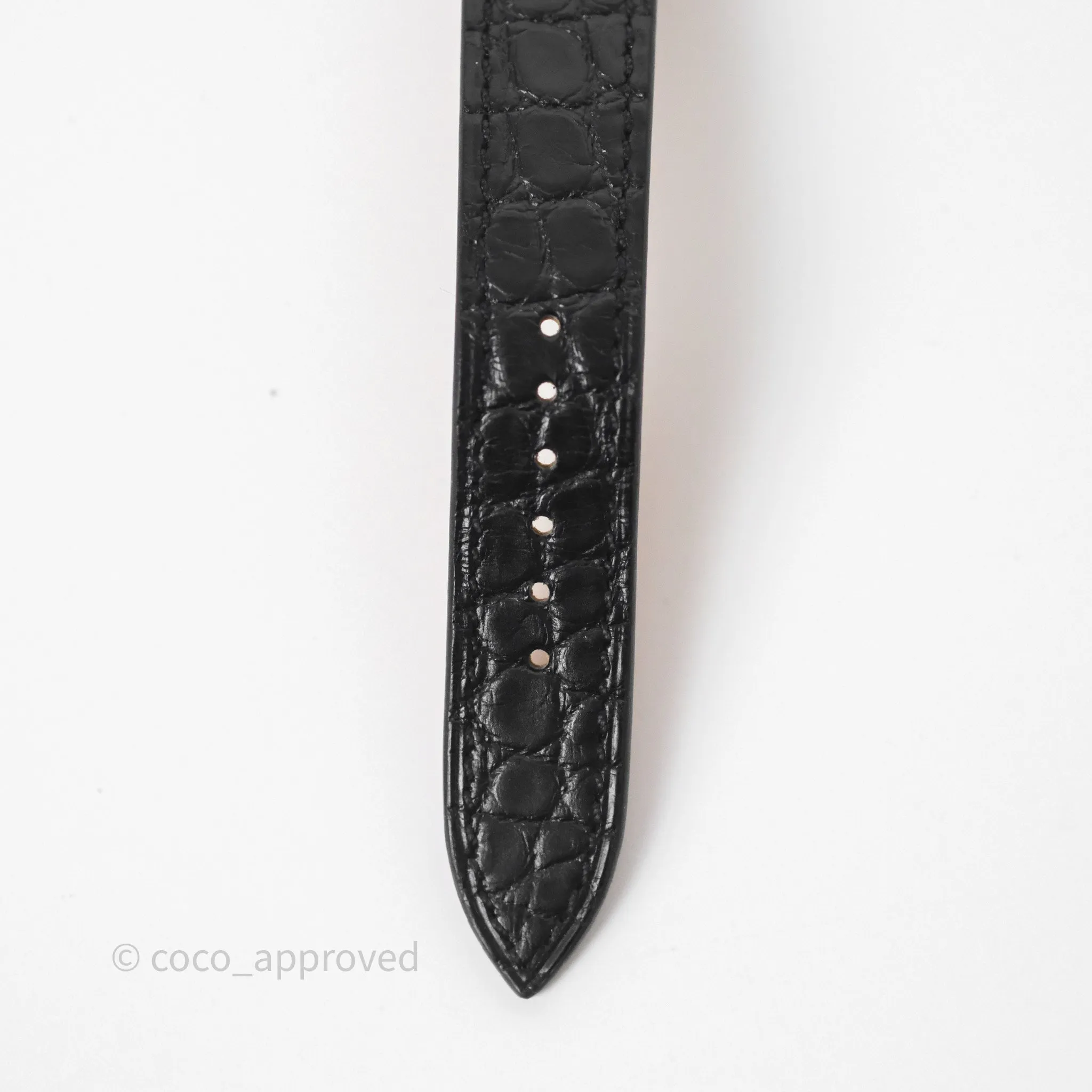 Hermes Heure H Double Jeu Watch Small Model 25mm Black Croc Strap