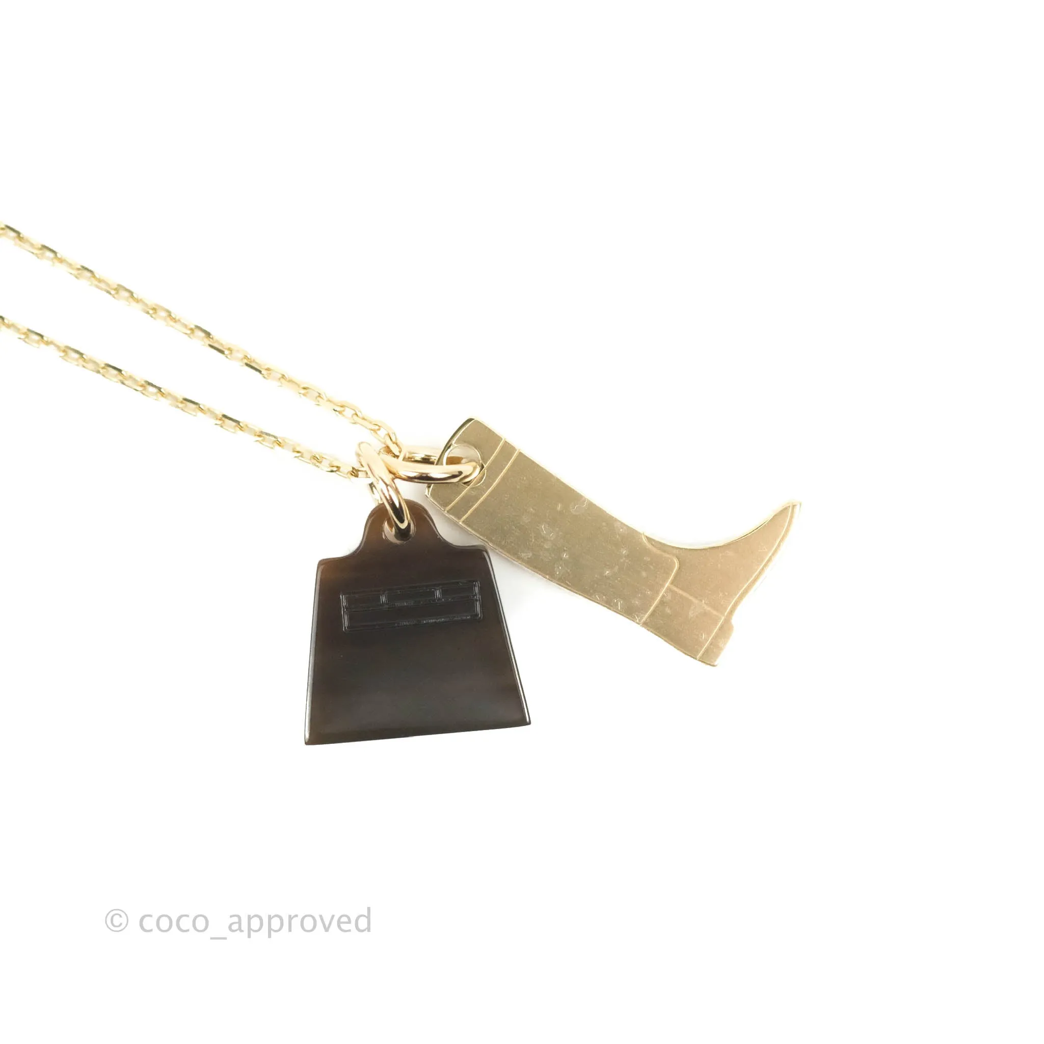 Hermes Kelly Boot Necklace Gold Tone