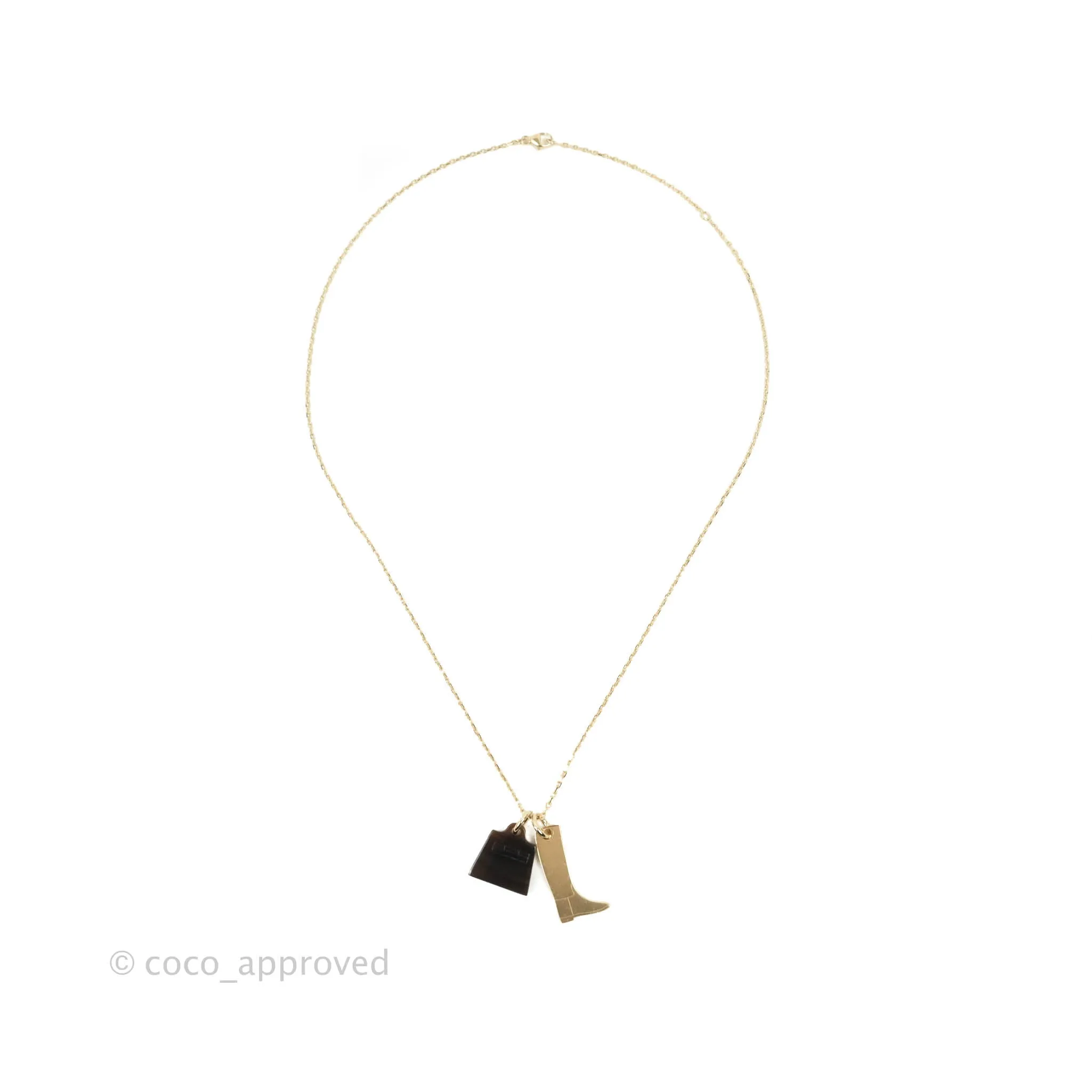 Hermes Kelly Boot Necklace Gold Tone