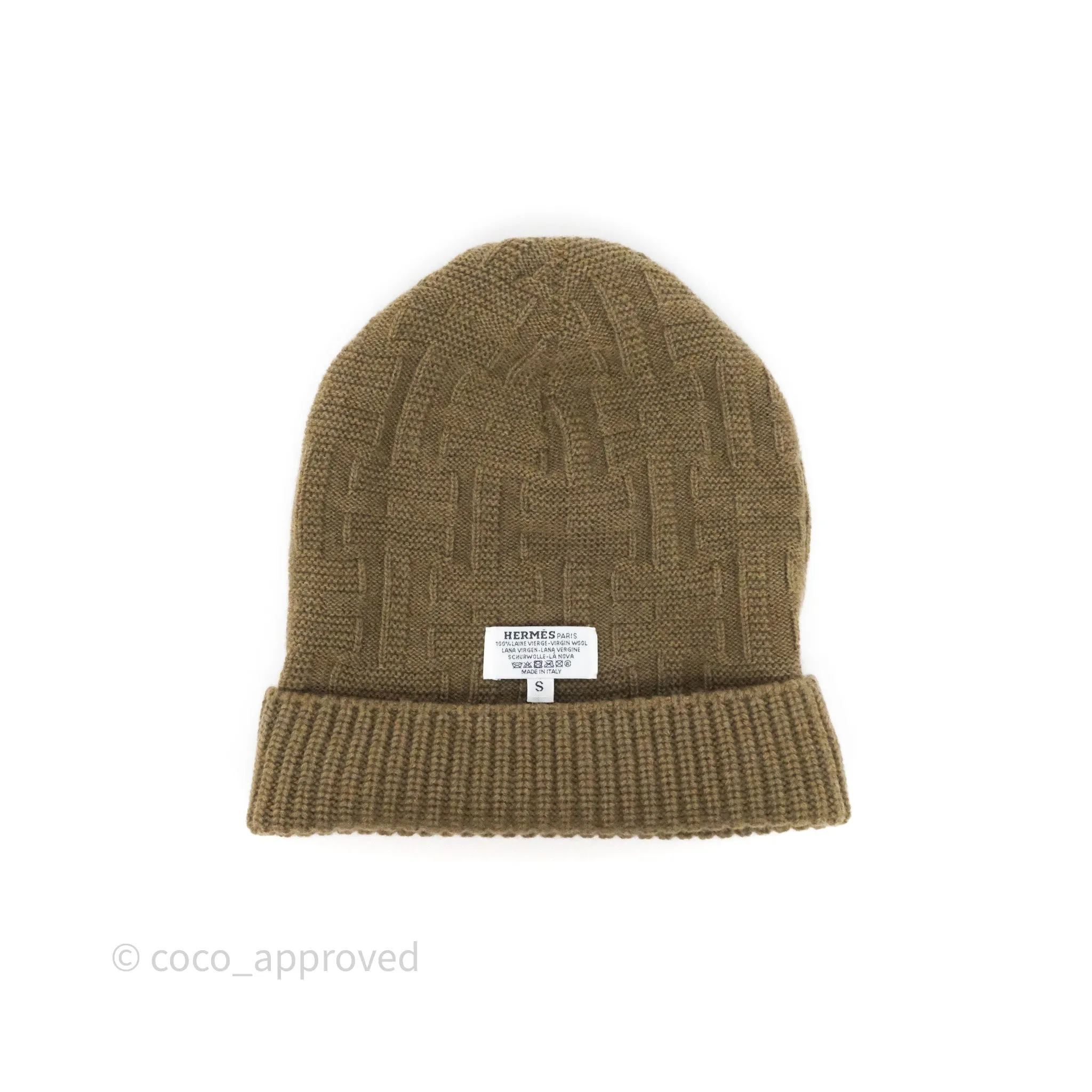 Hermes Knit Beanie Wool Vert Treillis
