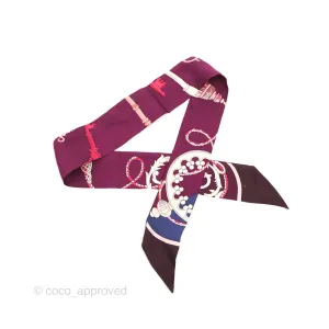 Hermes Les Cles Silk Twilly Bordeaux