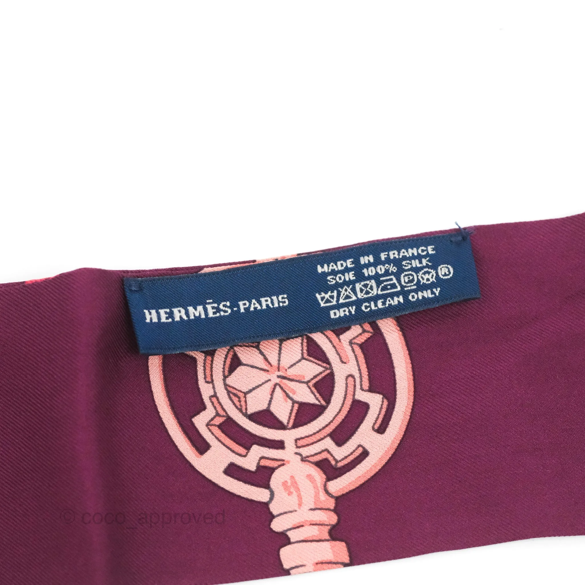 Hermes Les Cles Silk Twilly Bordeaux