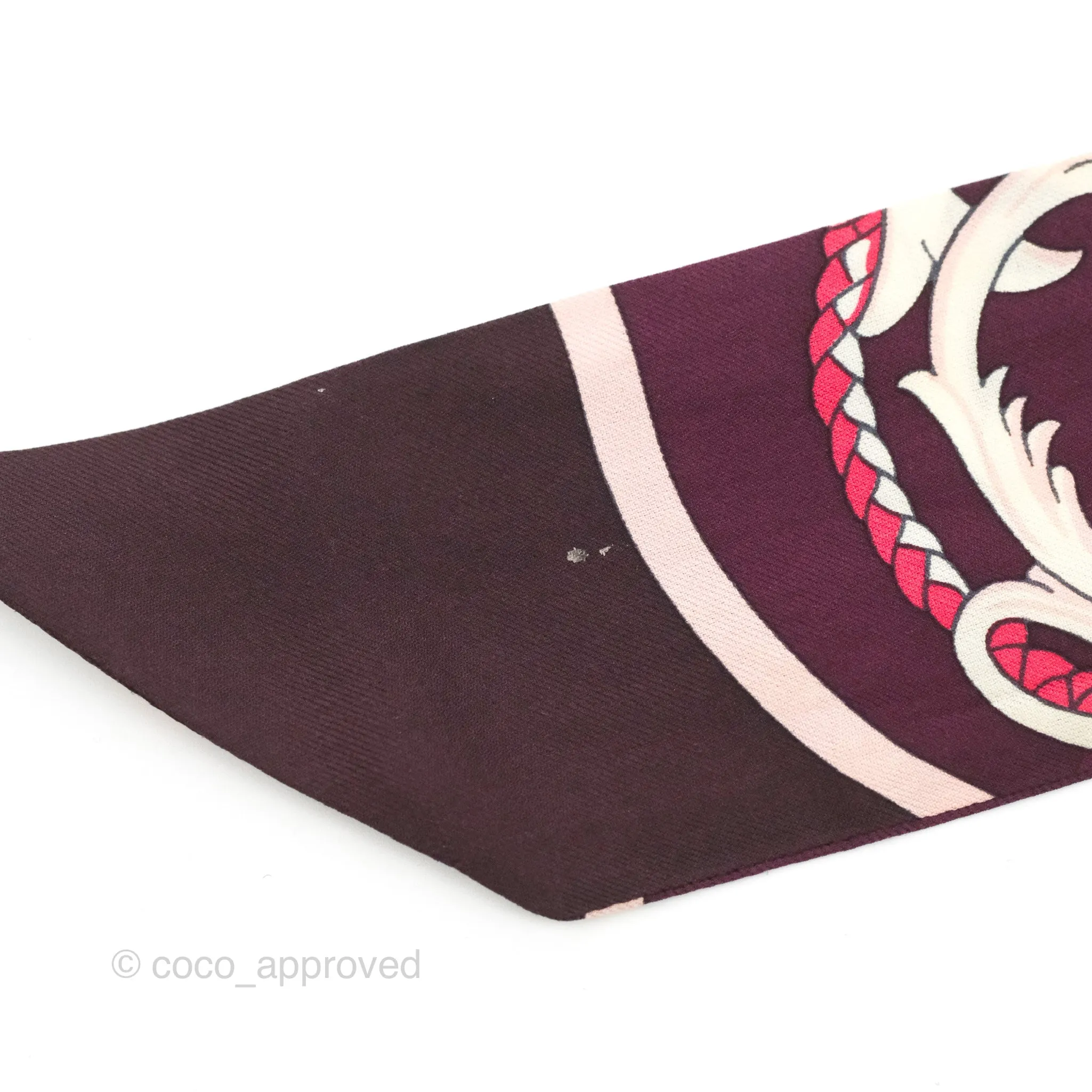 Hermes Les Cles Silk Twilly Bordeaux