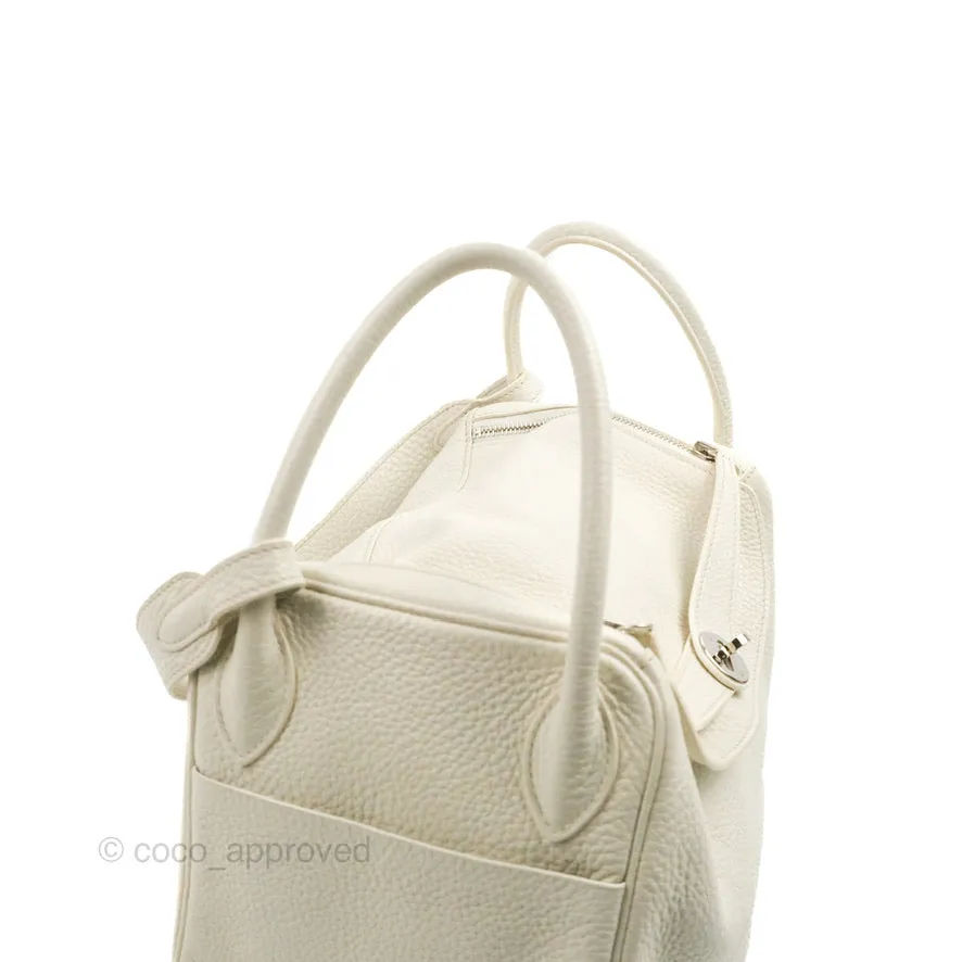 Hermes Lindy 30 White Clemence Palladium Hardware
