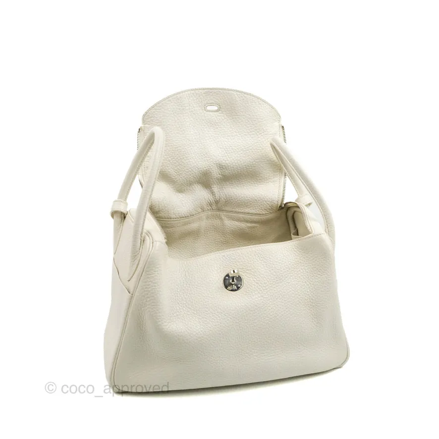 Hermes Lindy 30 White Clemence Palladium Hardware