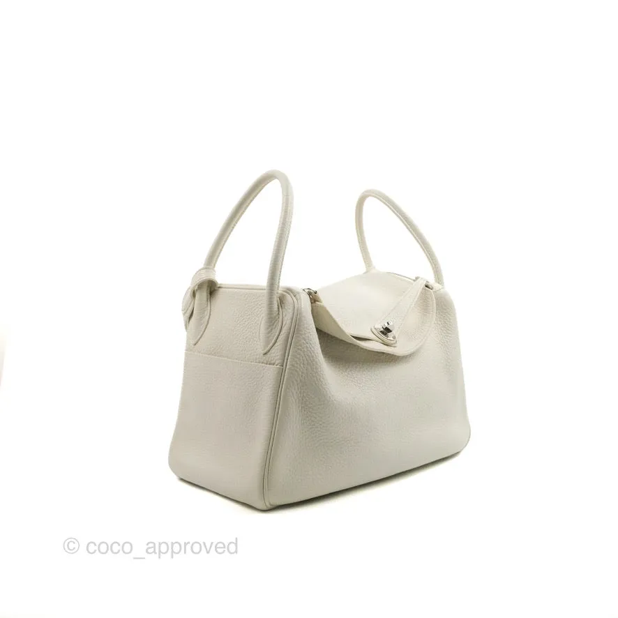 Hermes Lindy 30 White Clemence Palladium Hardware