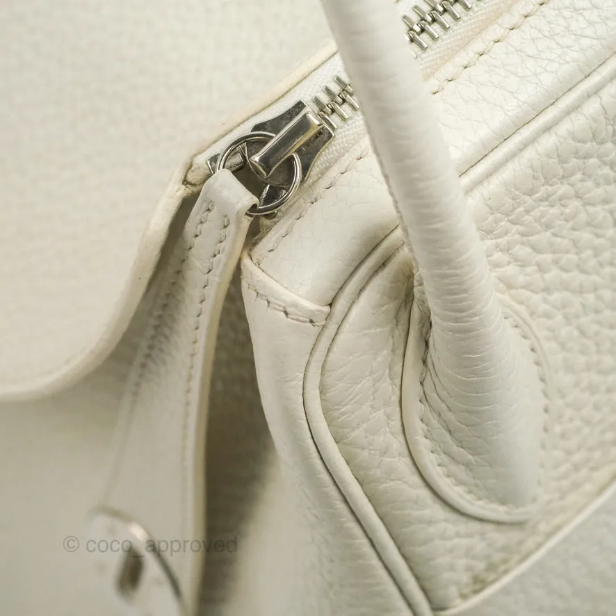 Hermes Lindy 30 White Clemence Palladium Hardware