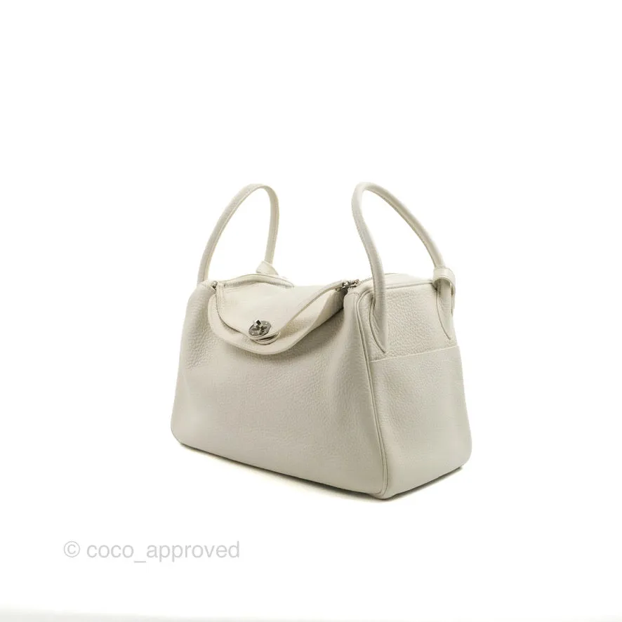 Hermes Lindy 30 White Clemence Palladium Hardware