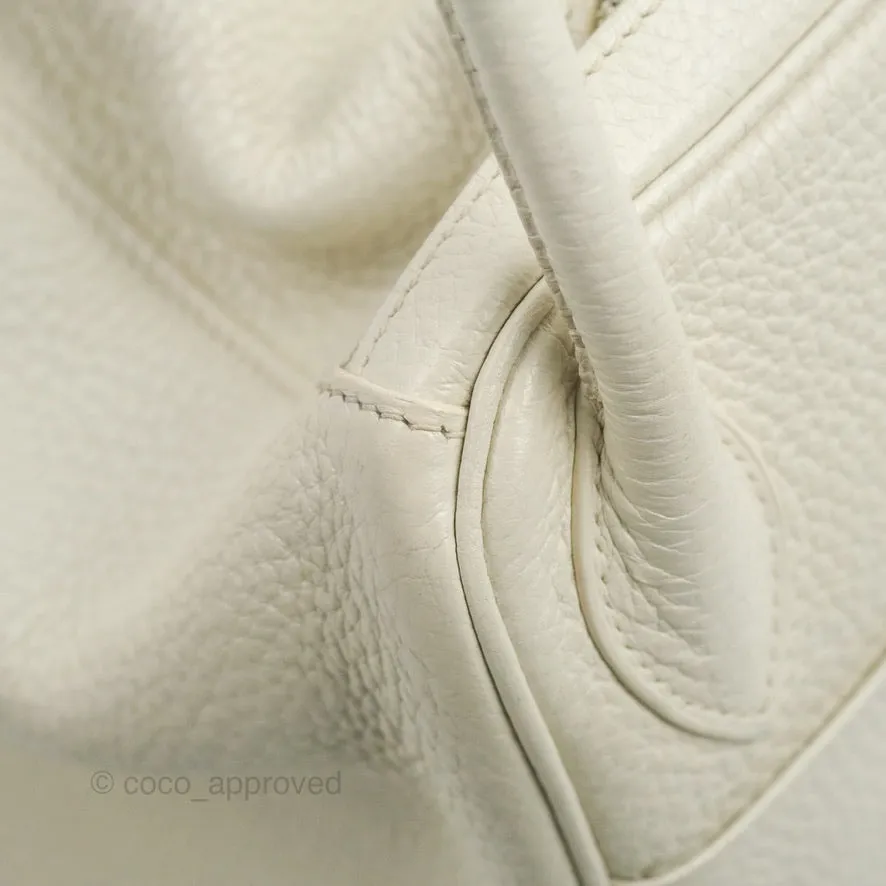 Hermes Lindy 30 White Clemence Palladium Hardware
