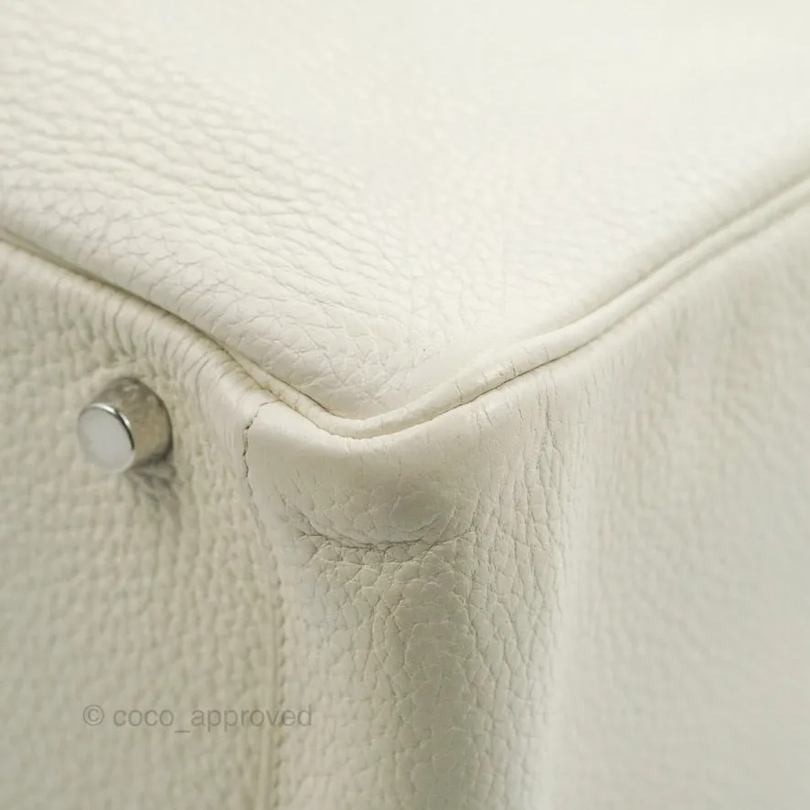 Hermes Lindy 30 White Clemence Palladium Hardware