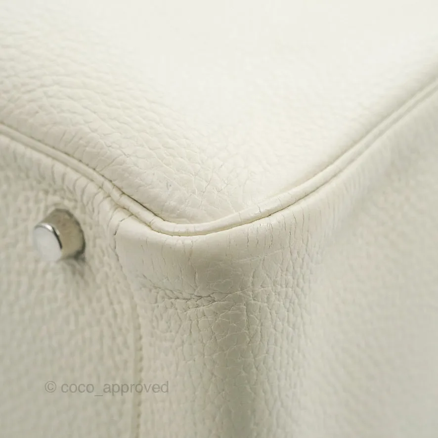Hermes Lindy 30 White Clemence Palladium Hardware