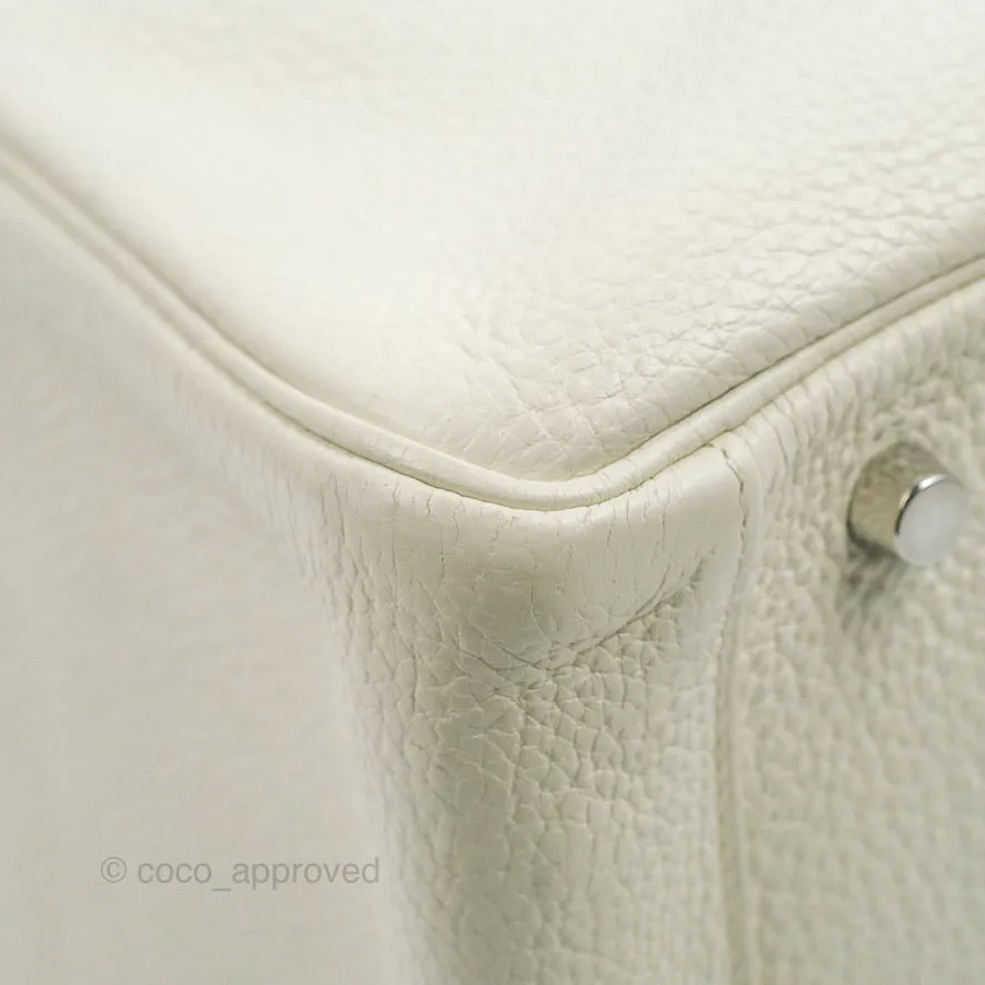Hermes Lindy 30 White Clemence Palladium Hardware