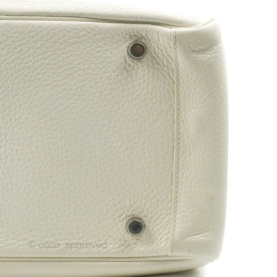 Hermes Lindy 30 White Clemence Palladium Hardware