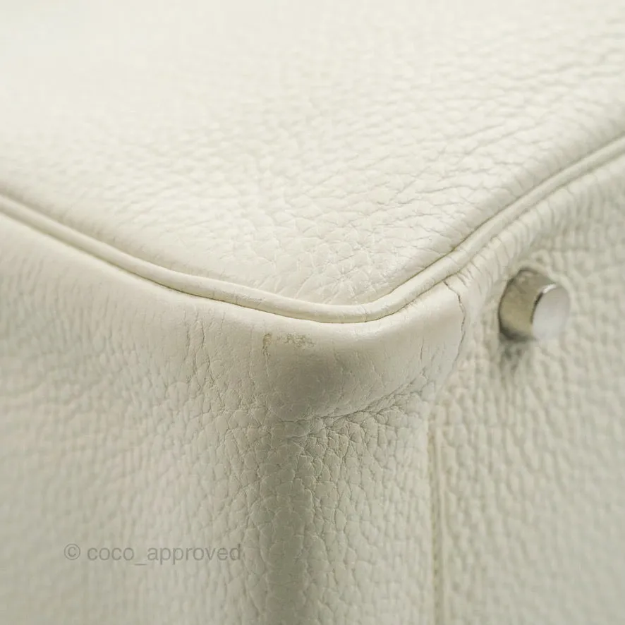 Hermes Lindy 30 White Clemence Palladium Hardware