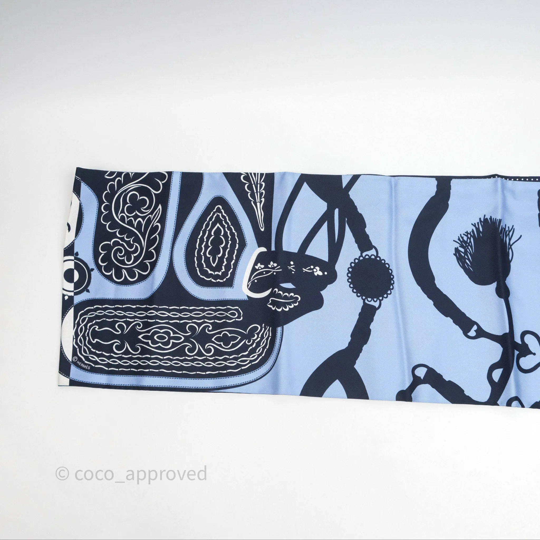 Hermes Maxi Twilly Cut Scarf Silk Blue