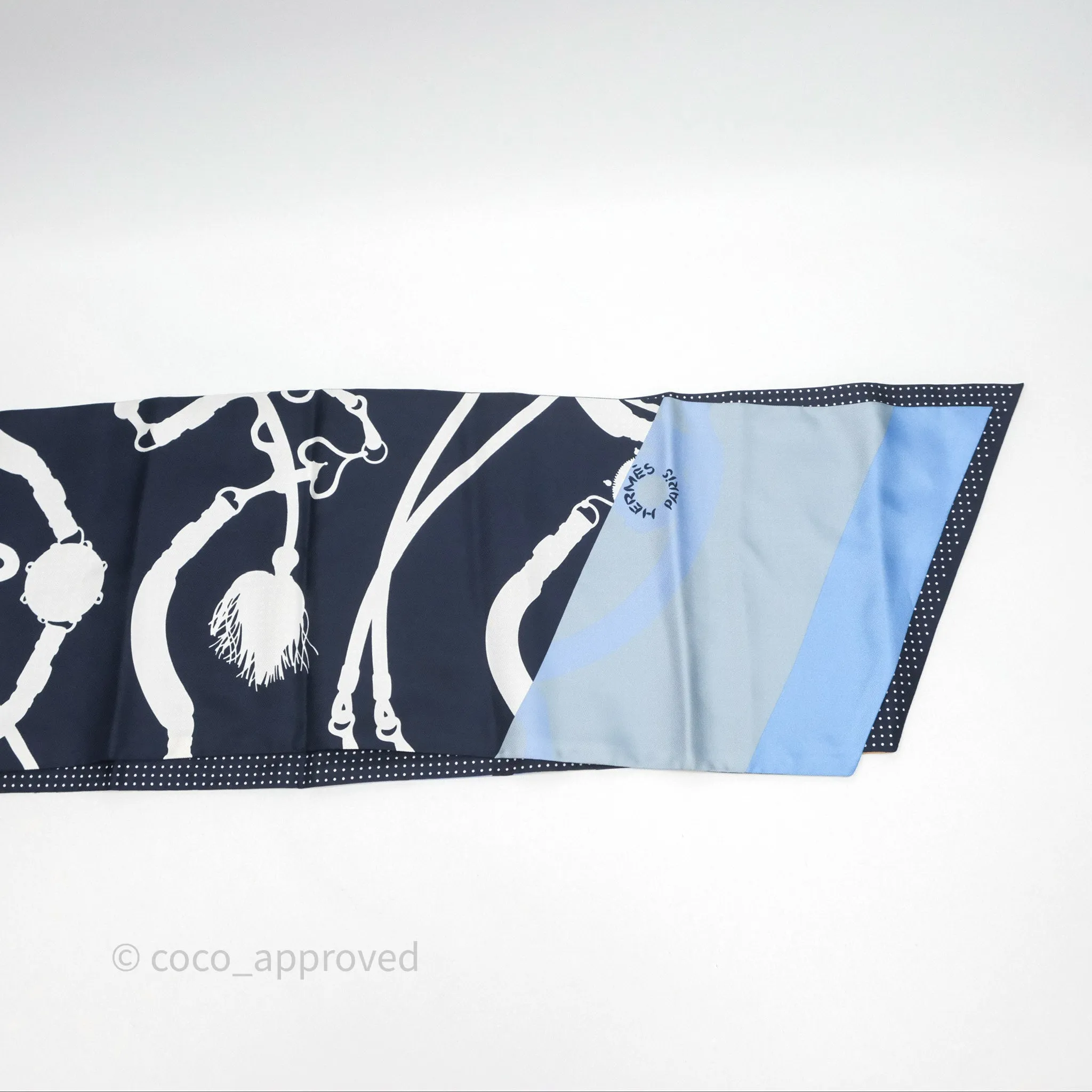 Hermes Maxi Twilly Cut Scarf Silk Blue