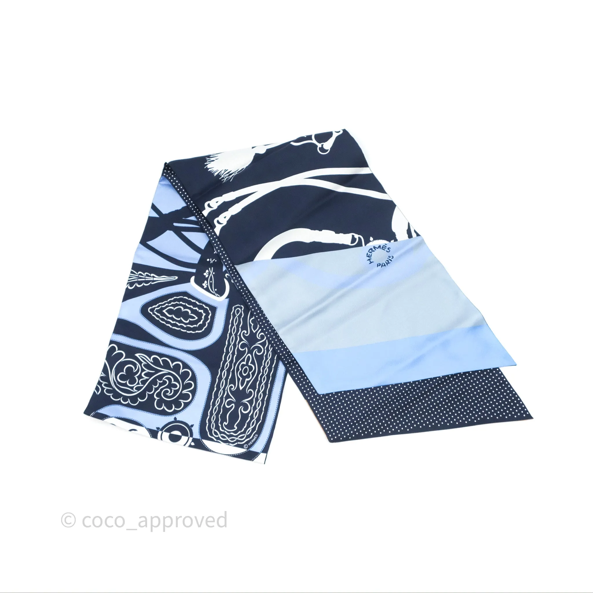 Hermes Maxi Twilly Cut Scarf Silk Blue