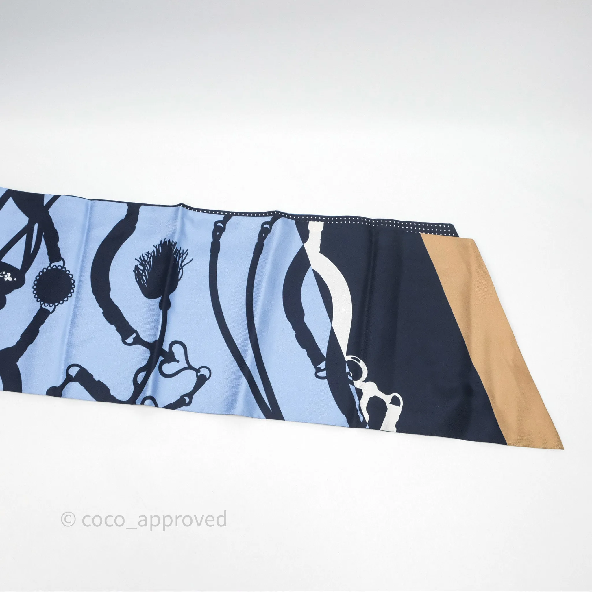 Hermes Maxi Twilly Cut Scarf Silk Blue