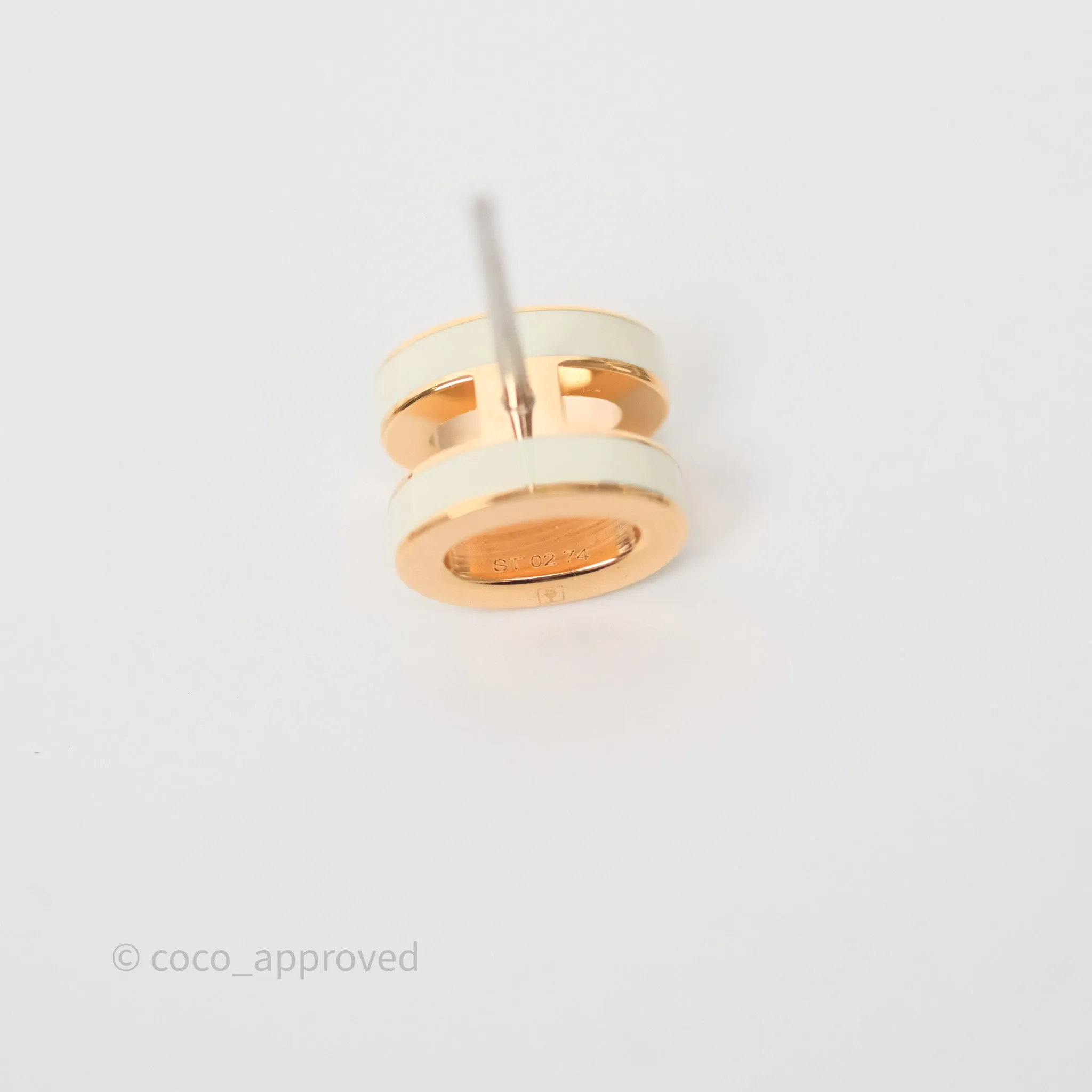 Hermes Mini Pop H Earrings Blanc Rose Gold