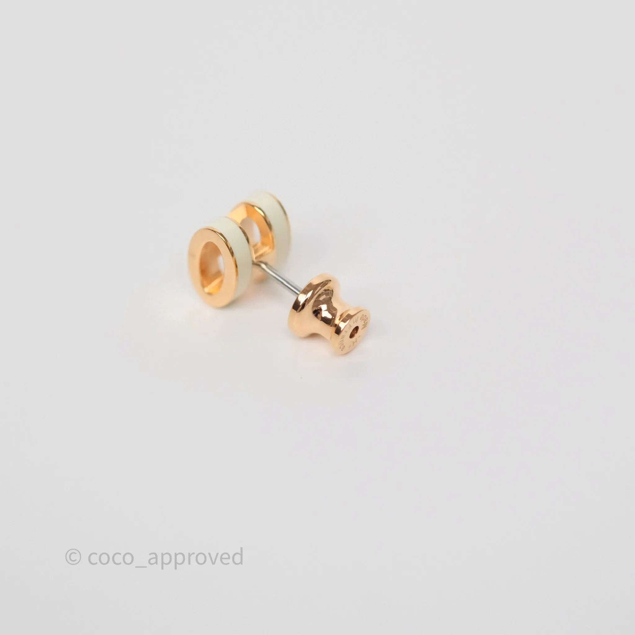 Hermes Mini Pop H Earrings Blanc Rose Gold