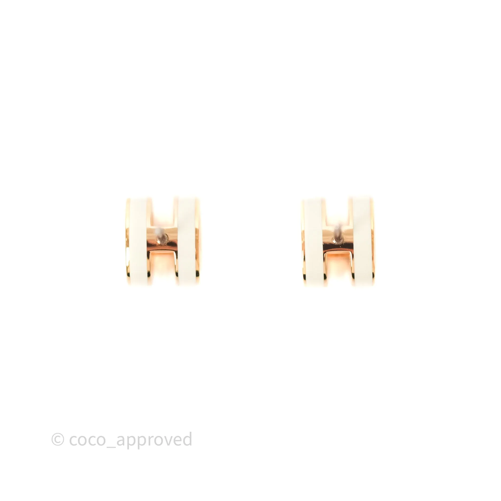 Hermes Mini Pop H Earrings Blanc Rose Gold