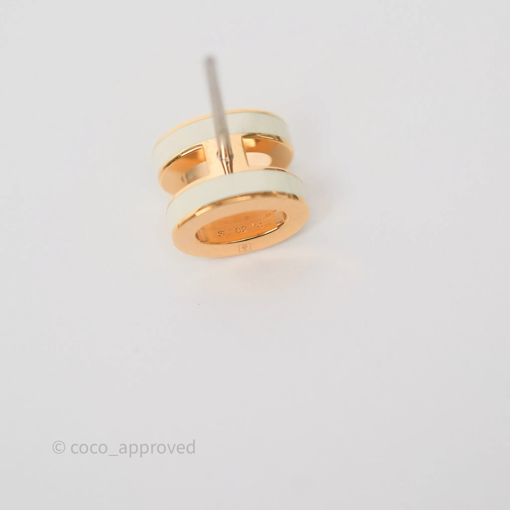 Hermes Mini Pop H Earrings Blanc Rose Gold