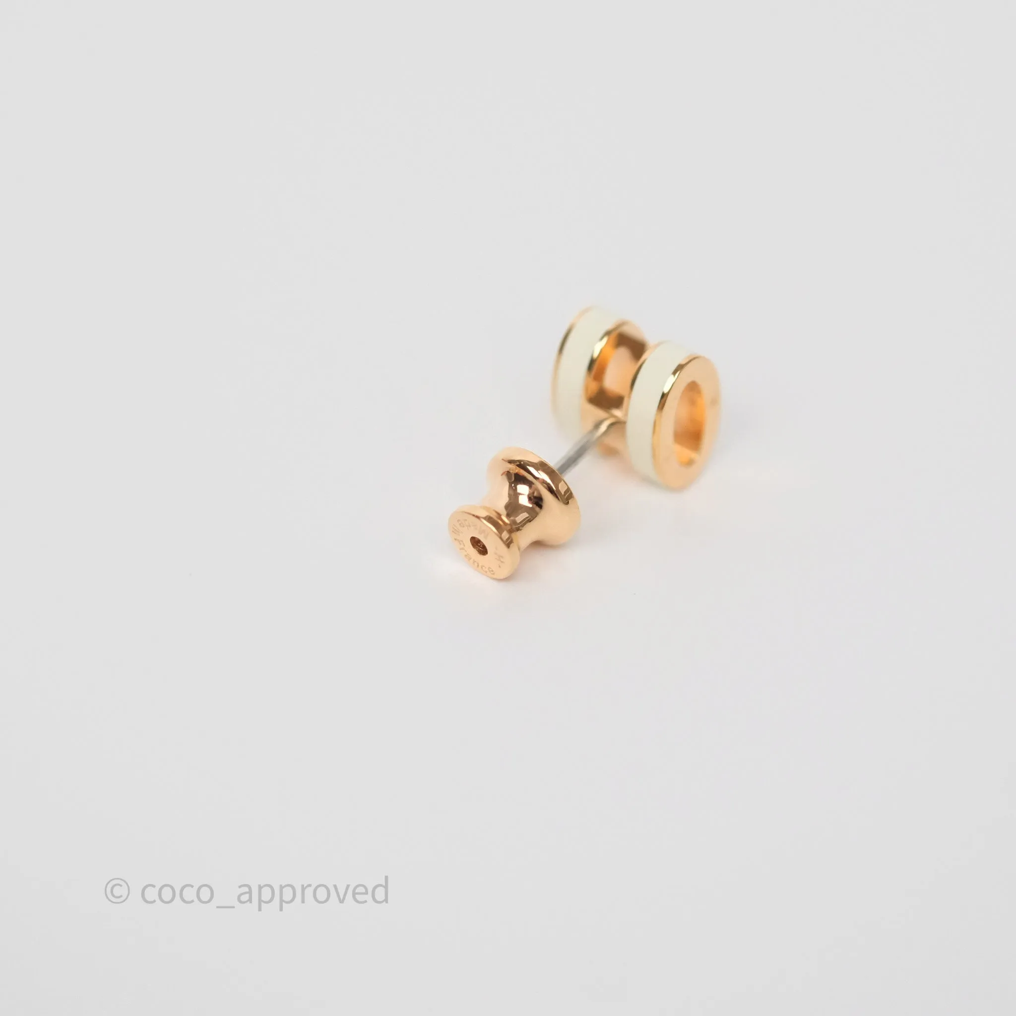 Hermes Mini Pop H Earrings Blanc Rose Gold